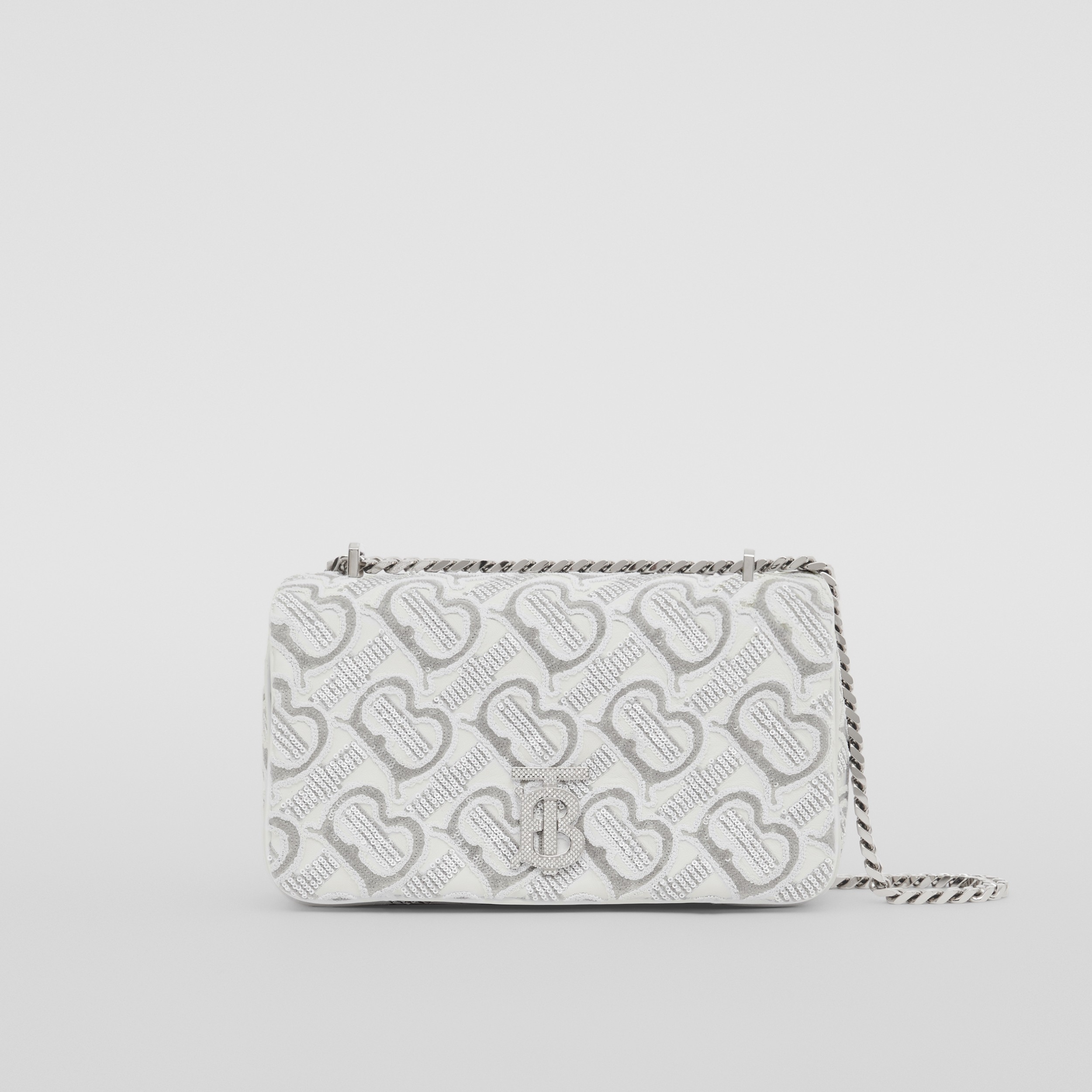 Sequinned Monogram Leather Small Lola Bag in White - Women | Burberry® Official - 1