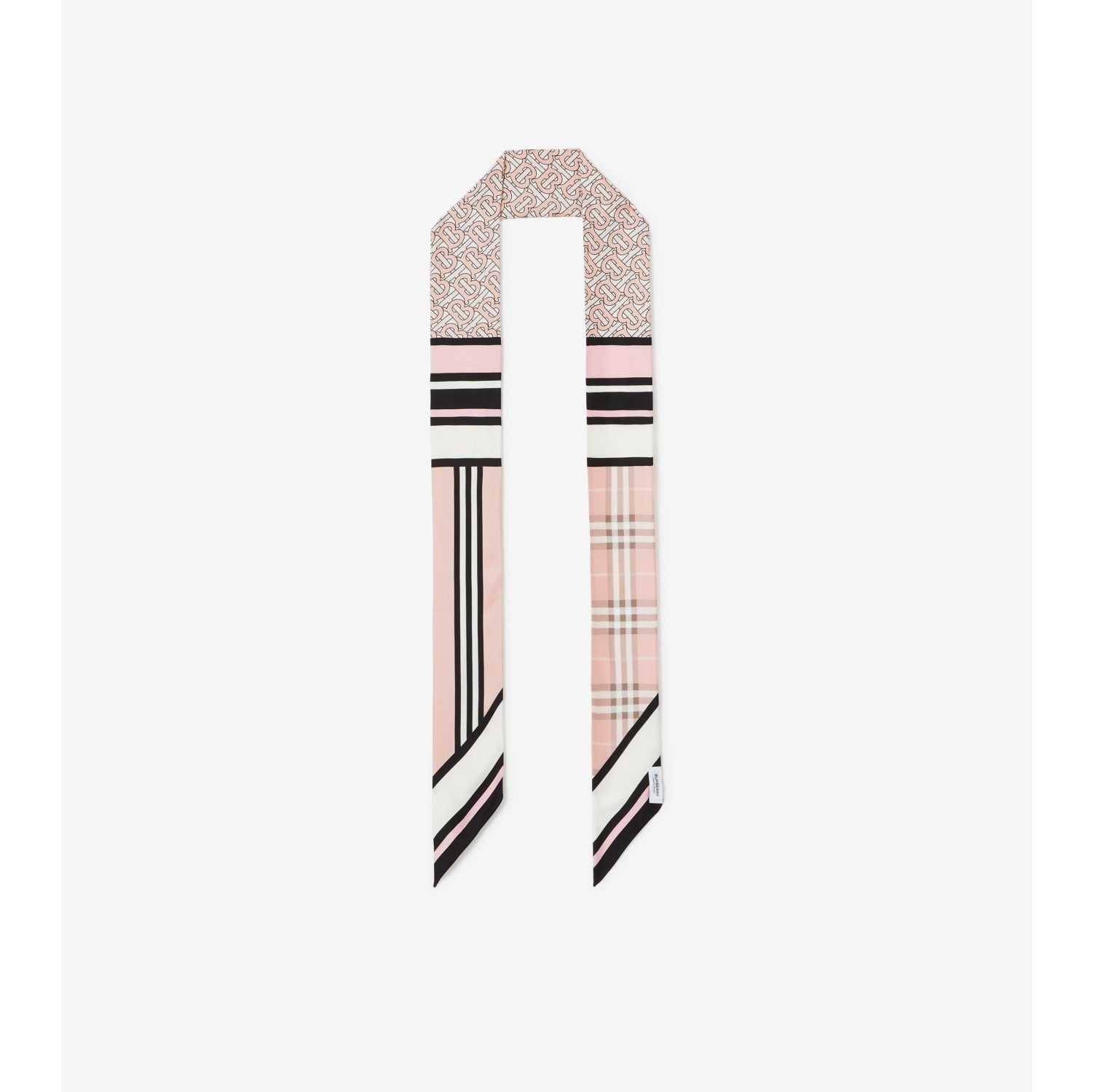 Print Tapered-tip check silk-twill scarf, Burberry