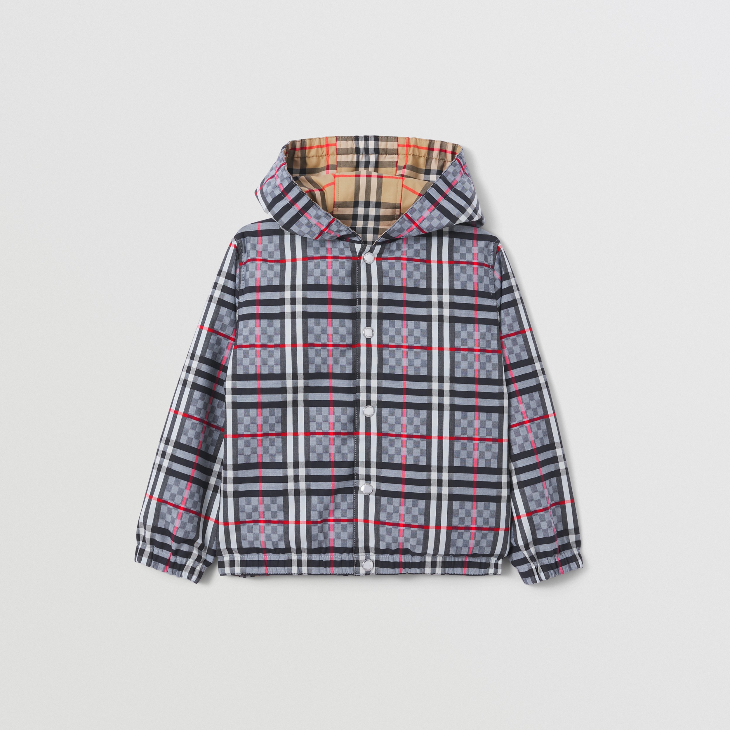 Reversible Check Stretch Cotton Jacquard Jacket in Pale Blue | Burberry® Official - 1