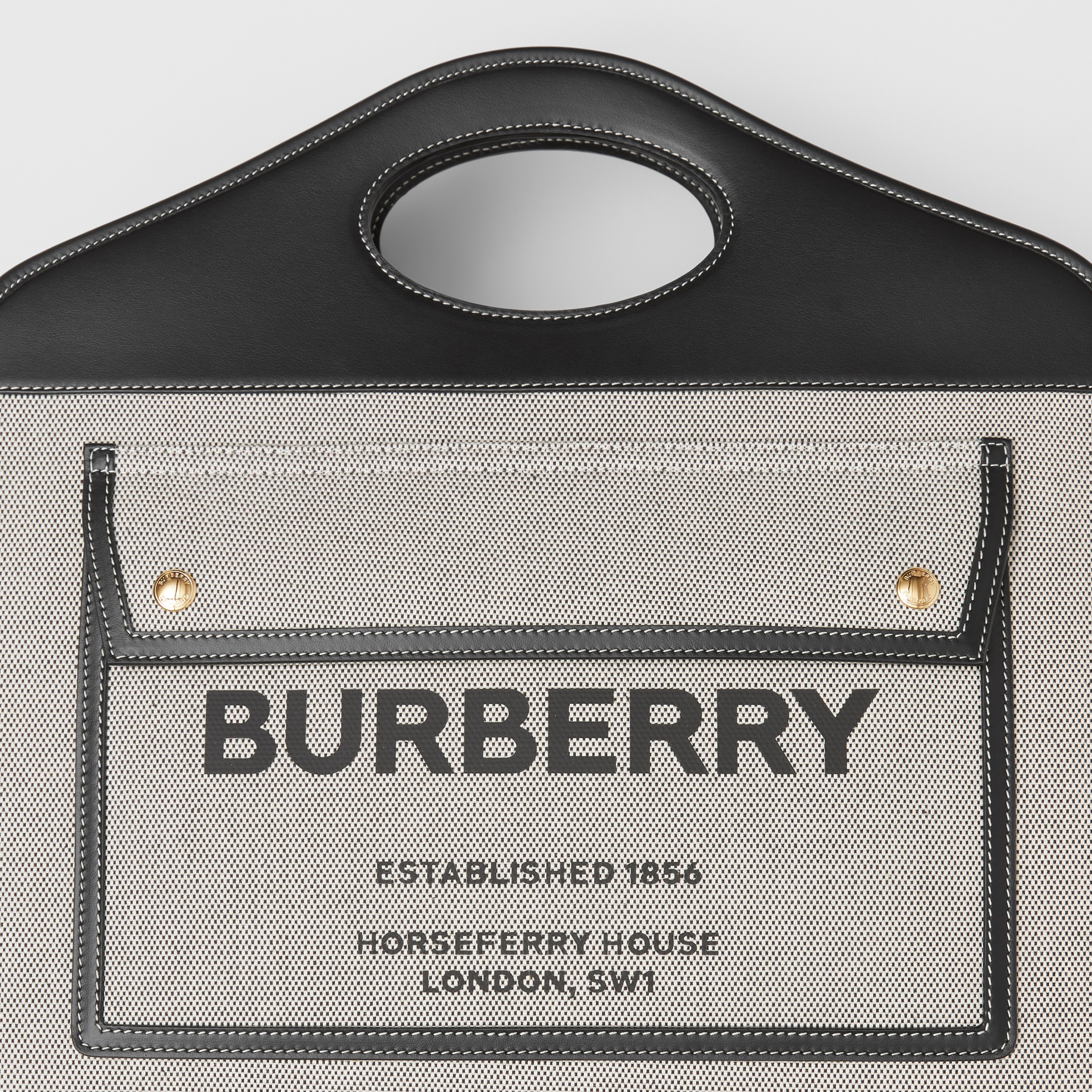 Two-tone Canvas and Leather Medium Pocket Tote in Black - Women | Burberry® Official - 2