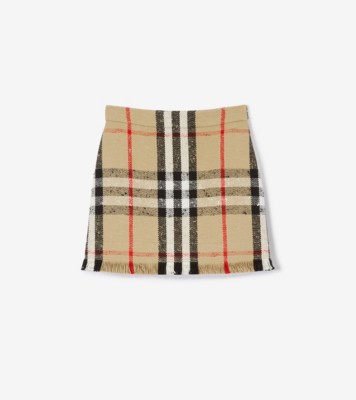 Check Boucl Mini Skirt in Archive beige Women Cotton Wool