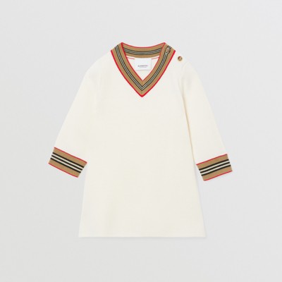 Icon Stripe Detail Wool Blend Dress
