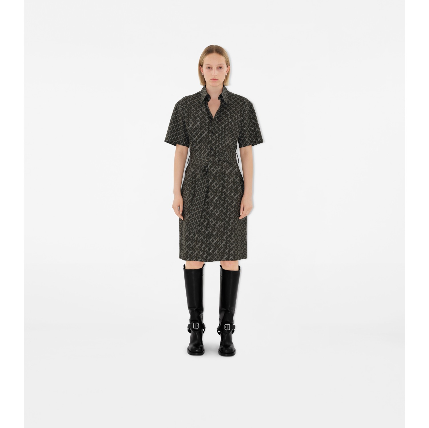 Check Cotton Shirt Dress