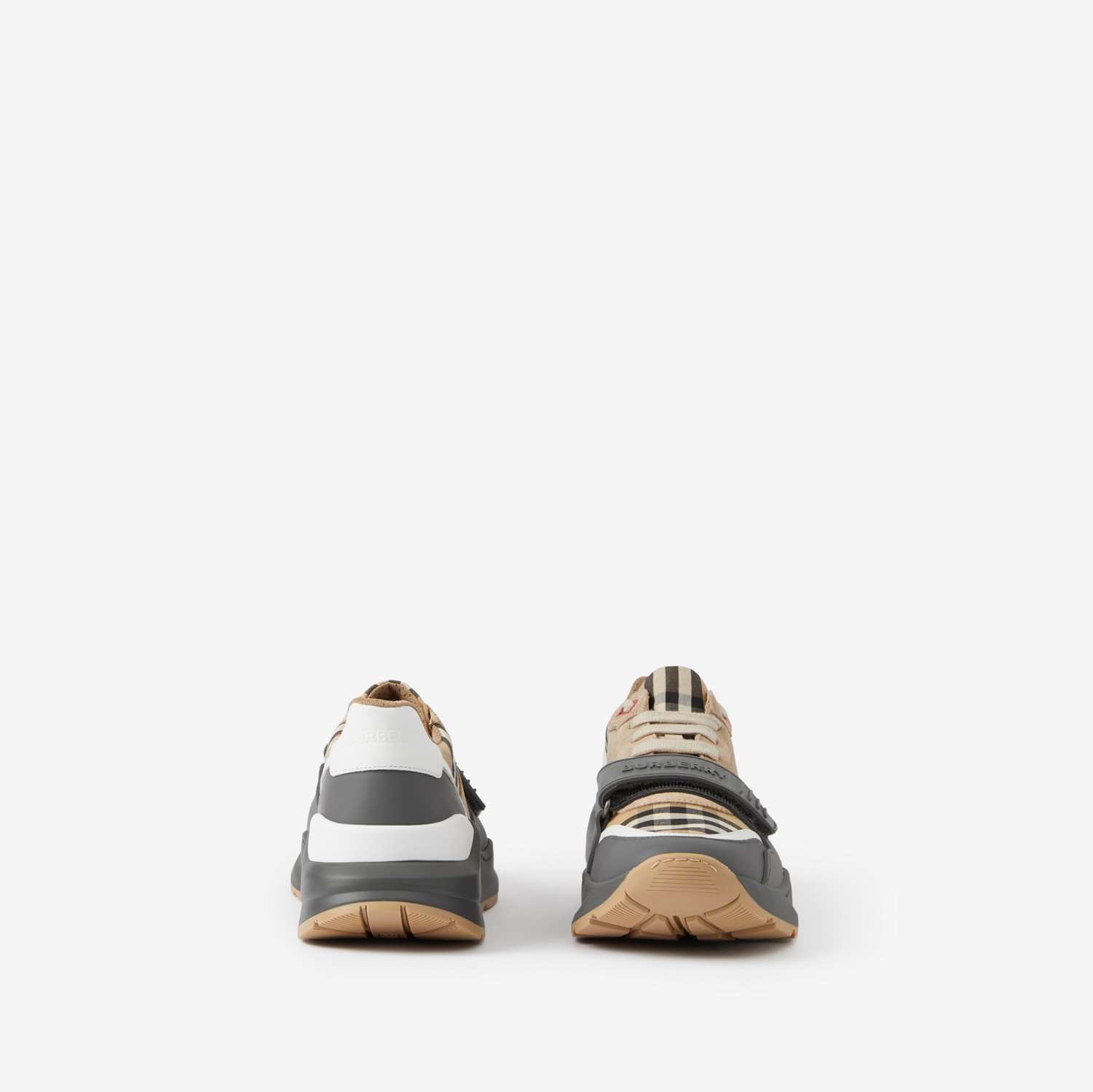 Sneaker aus Vintage Check-Gewebe, Veloursleder und Leder (Grau/vintage-beige) - Damen | Burberry®