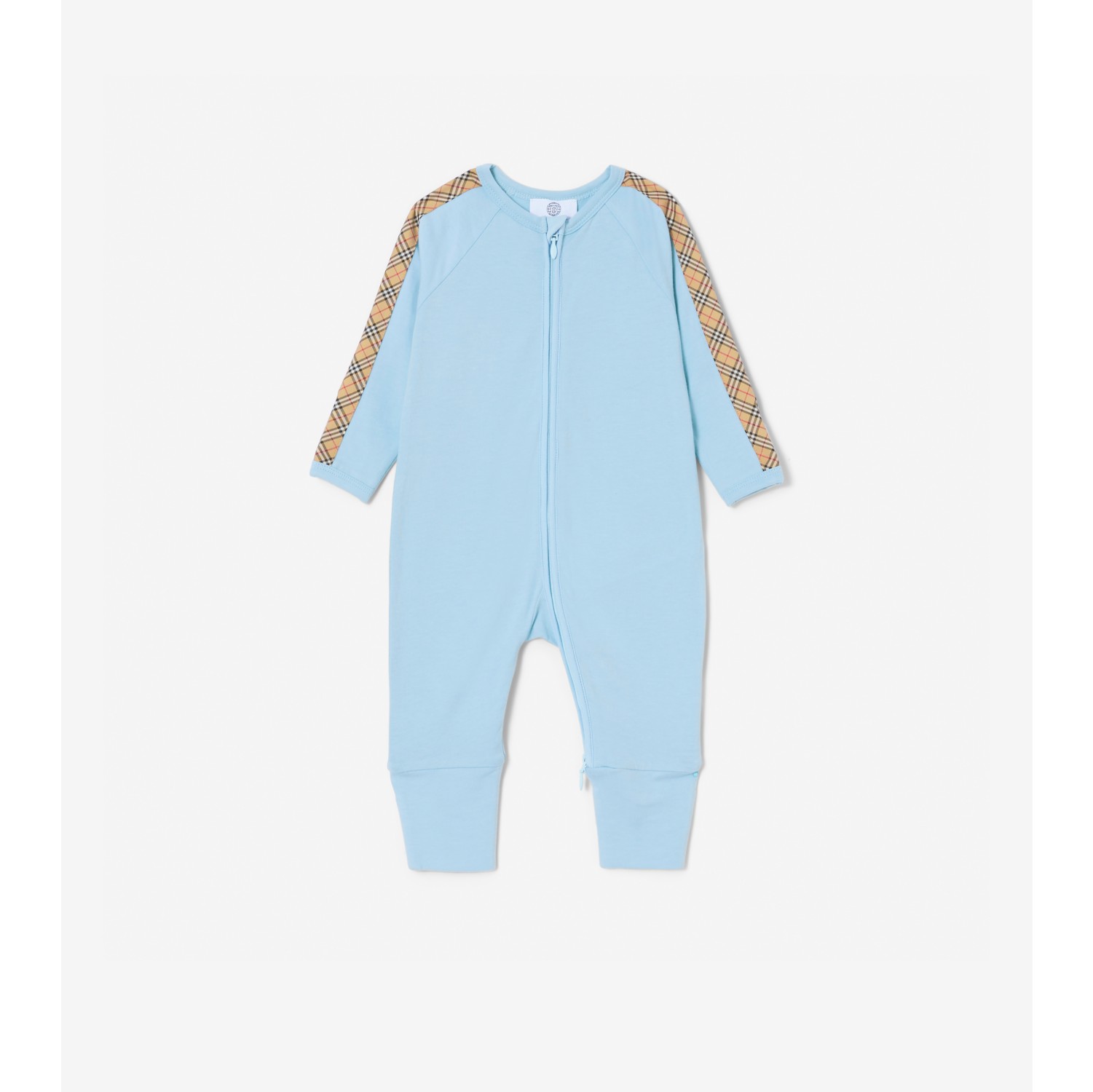 格纹装饰棉质三件套婴儿礼品套装 (粉蓝色) - 儿童 | Burberry® 博柏利官网