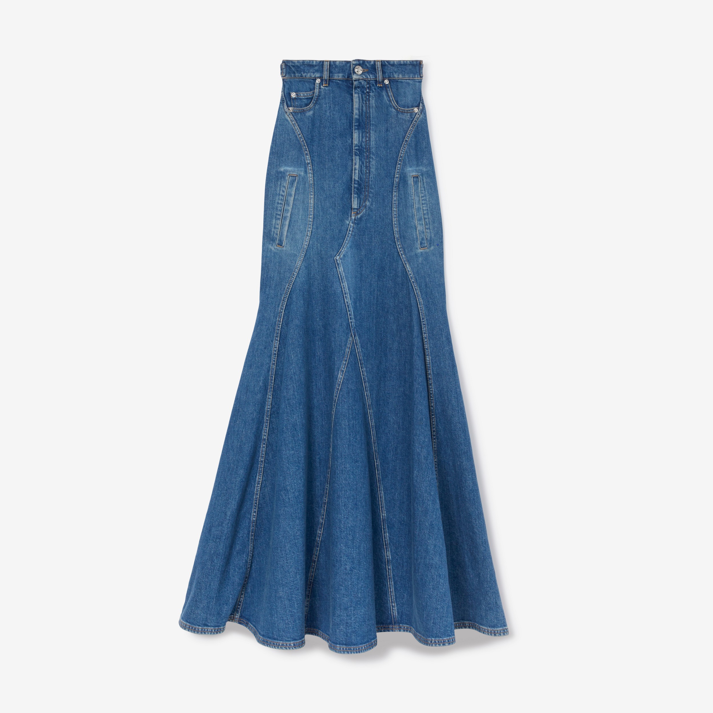 Saia jeans longa (Azul Ardósia Intenso) - Mulheres | Burberry® oficial - 1