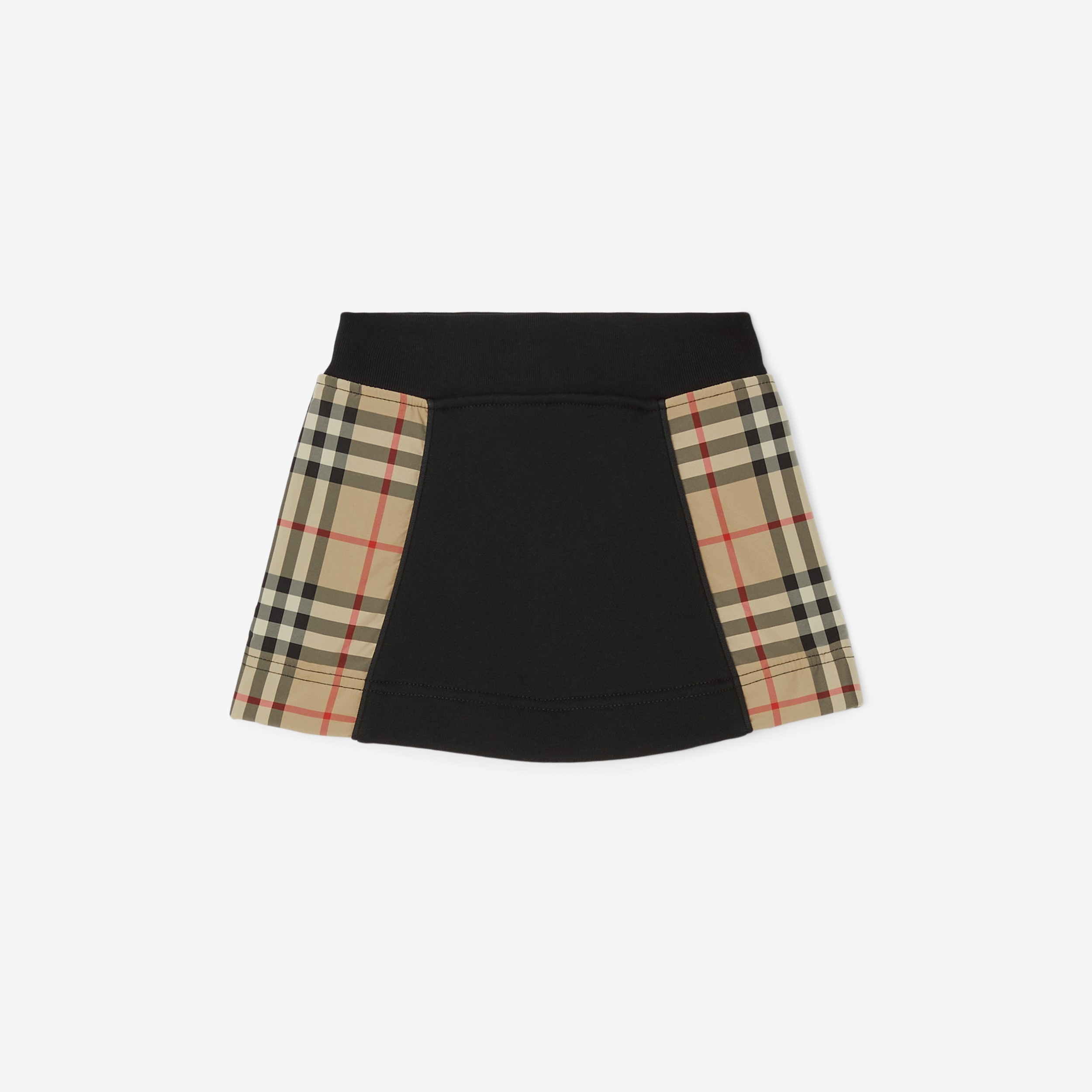 Vintage Check Panel Cotton Skirt in Black - Children | Burberry® Official - 1