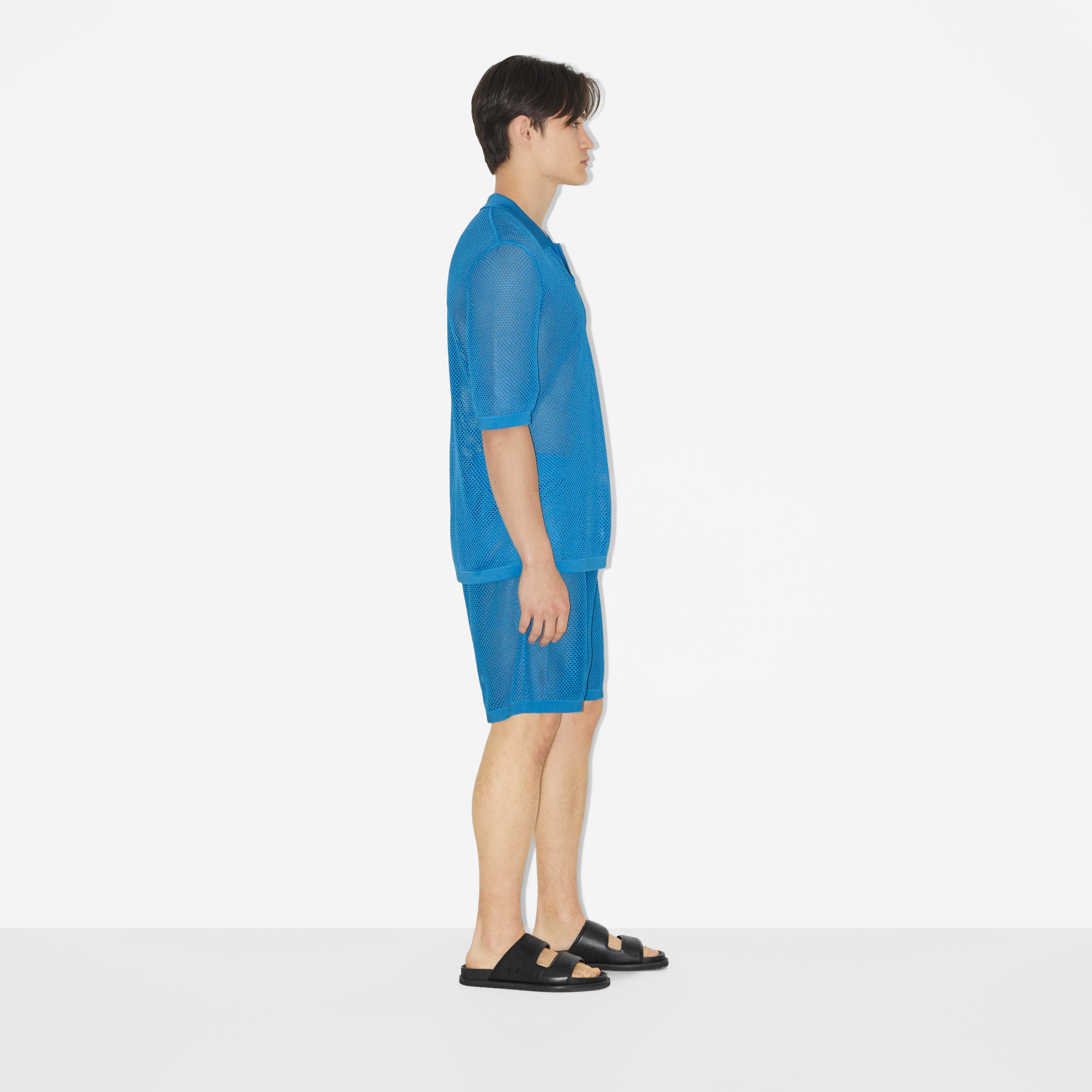 Camisa polo de malha (Azul Cerúleo Intenso) - Homens | Burberry® oficial - 3