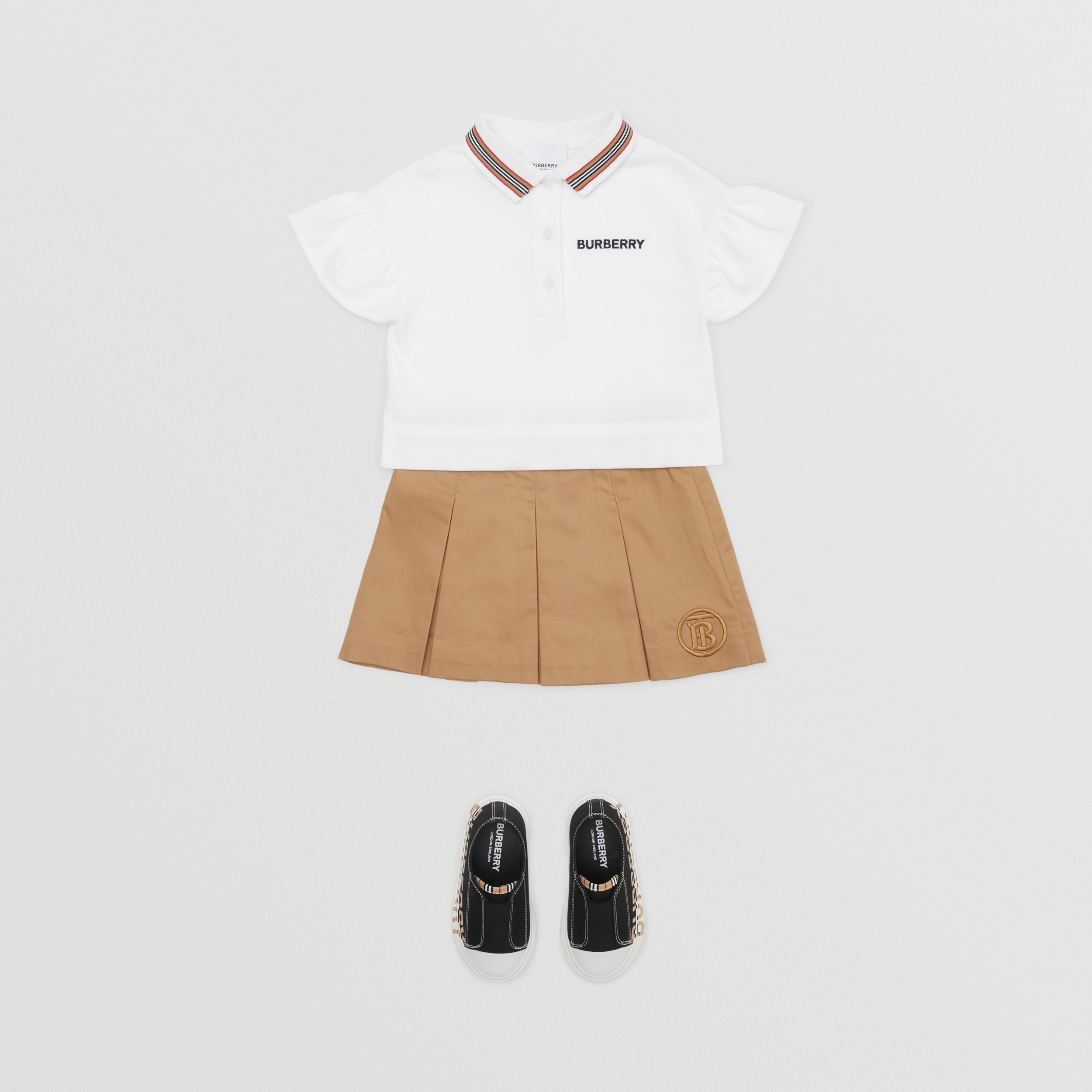 Icon Stripe Detail Cotton Piqué Polo Shirt in White - Children | Burberry® Official - 3