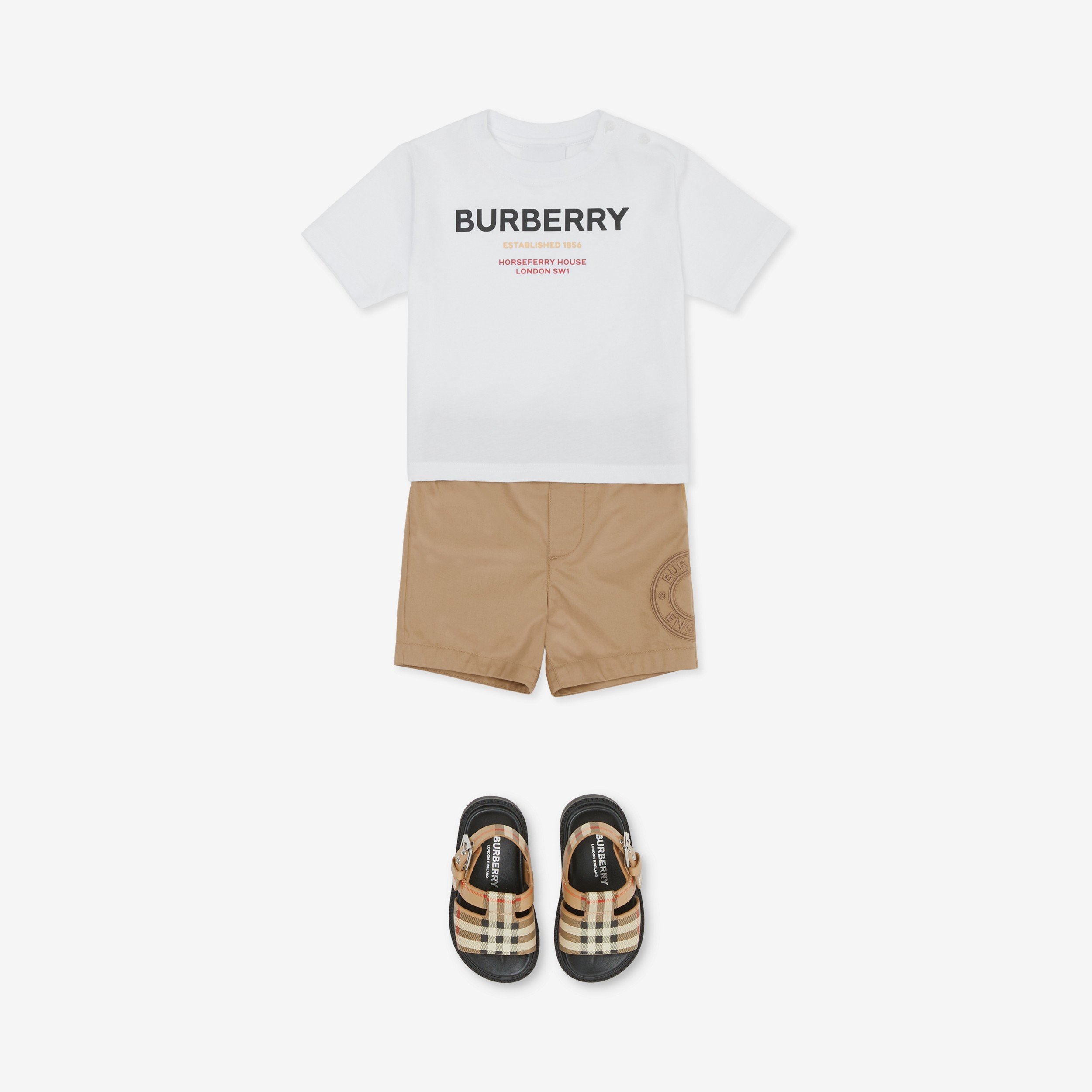 Horseferry Print Cotton T-shirt in White - Children | Burberry® Official - 4