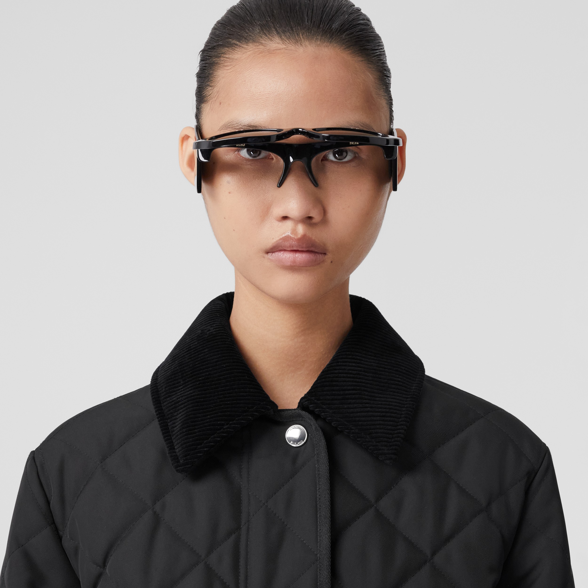 Embroidered EKD Diamond Quilted Cropped Jacket in Black - Women | Burberry® Official - 2