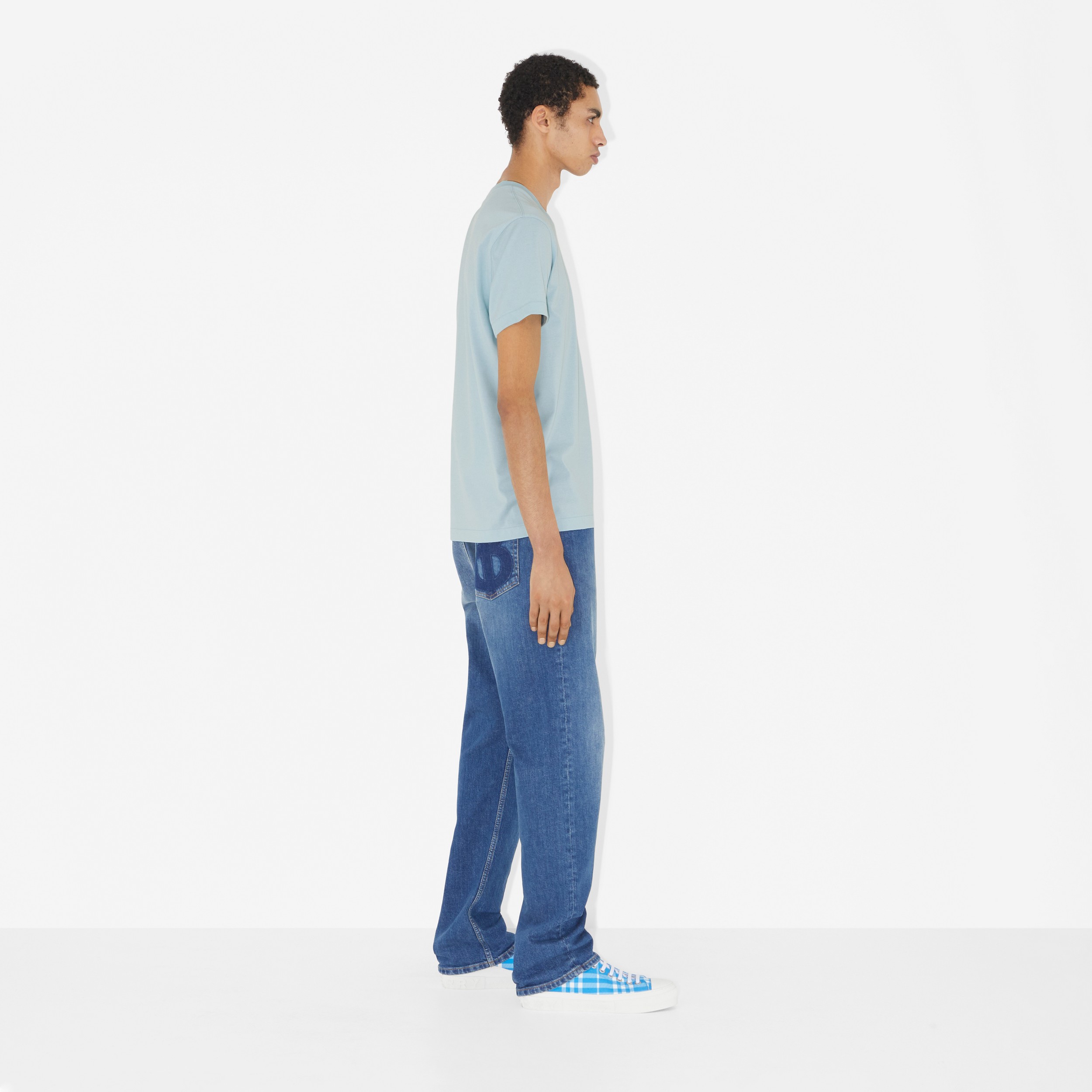 Camiseta em algodão com estampa de monograma (Azul Ovo  Pato) - Homens | Burberry® oficial - 3