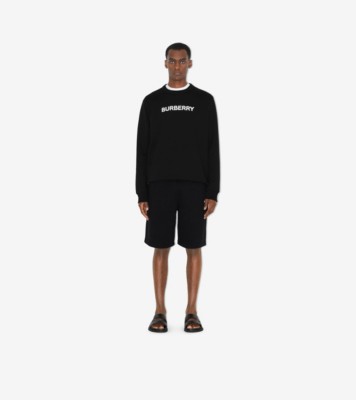 Logo Cotton Sweatshirt in Black Men Burberry Official