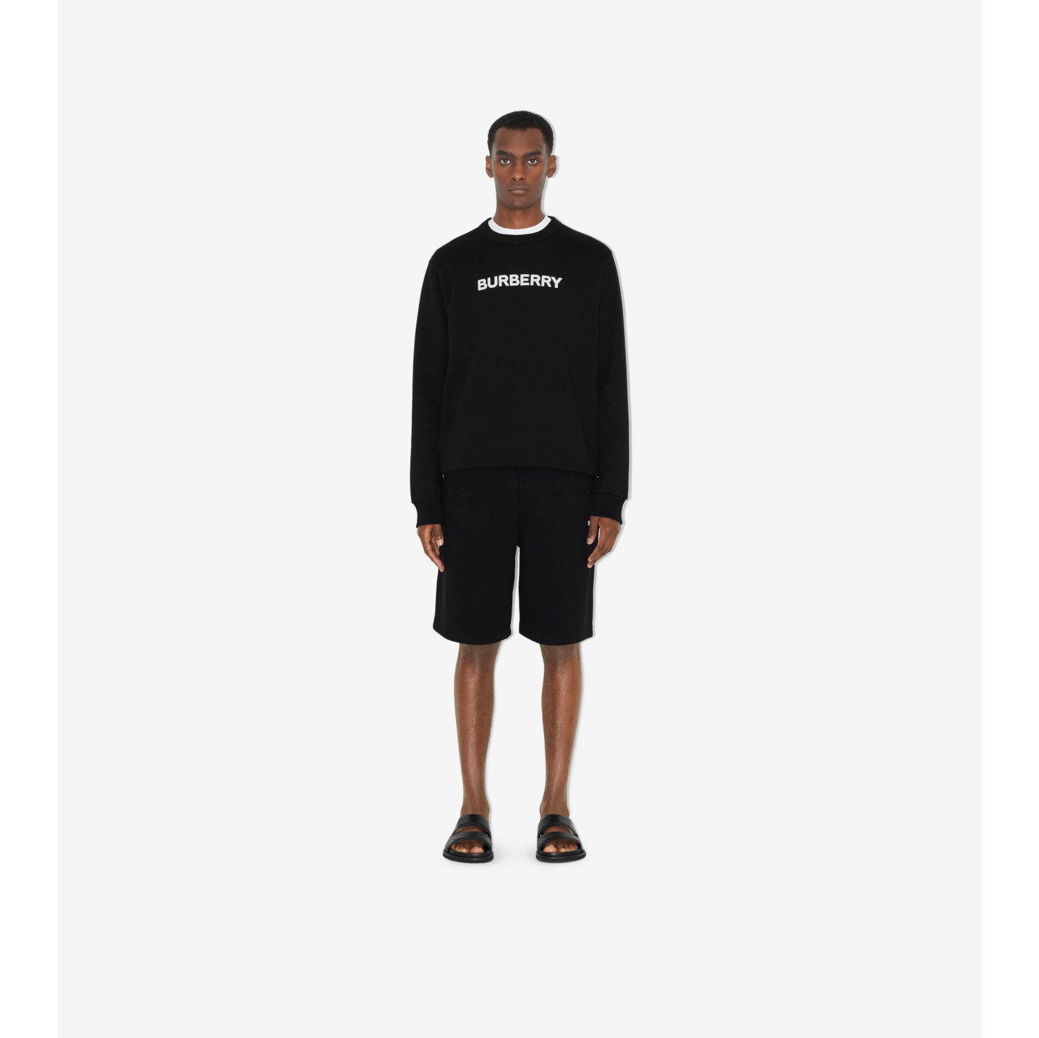 Logo Print Cotton Sweatshirt in Black - Men | Burberry® Official