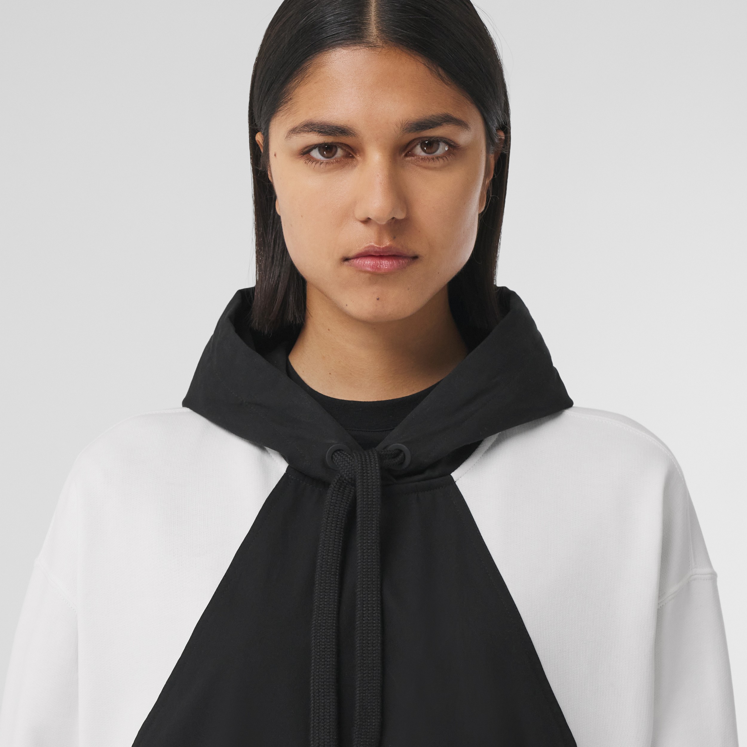 Geometric Panel Cotton Oversized Hoodie in White - Women | Burberry ...