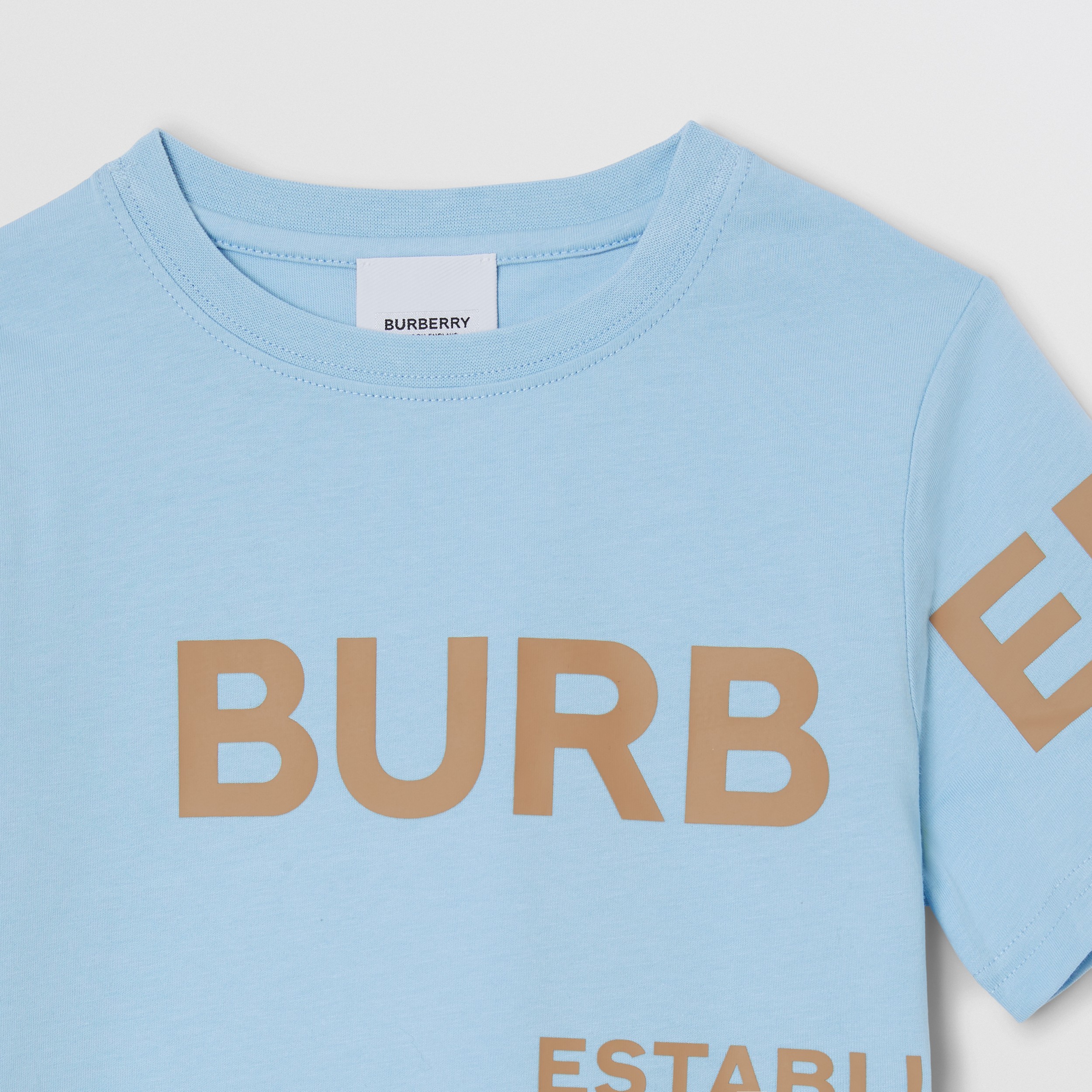 Horseferry Print Cotton T-shirt in Soft Porcelain Blue | Burberry® Official - 3