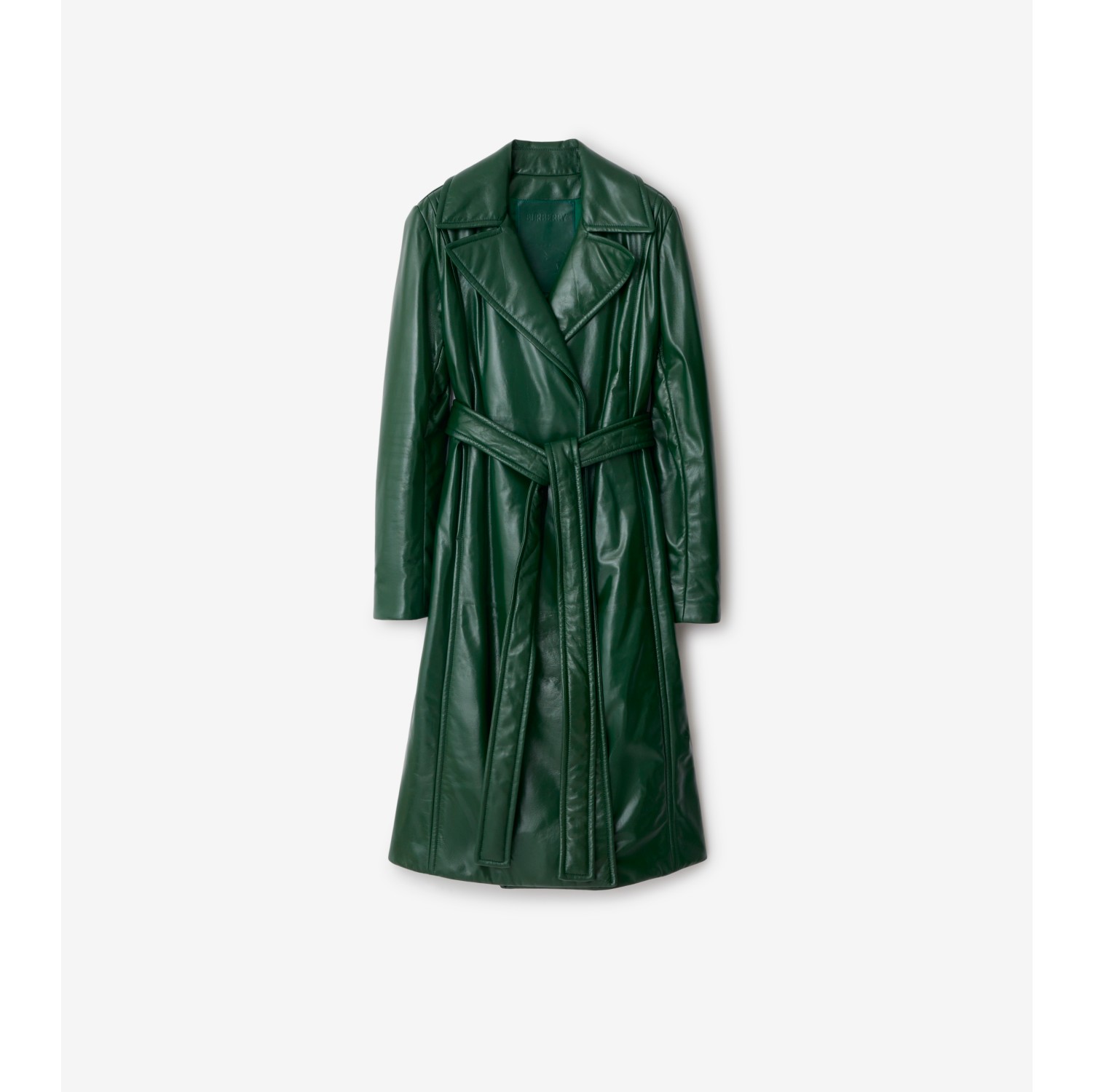 Faux Fur Collar Leather Coat in Ivy Women Burberry Official