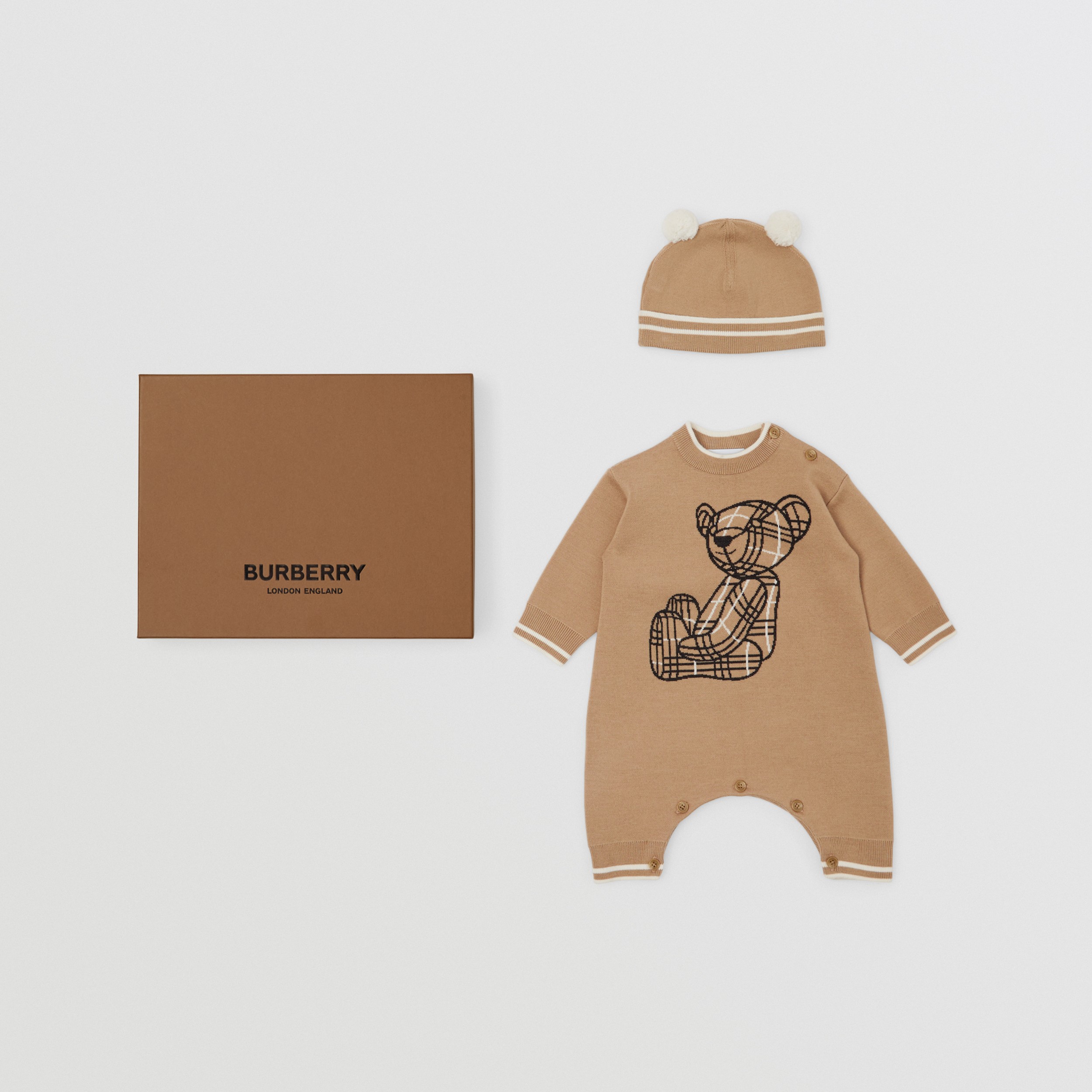 Thomas Bear Wool Blend Two-piece Baby Gift Set in Archive Beige - Children | Burberry® Official - 1
