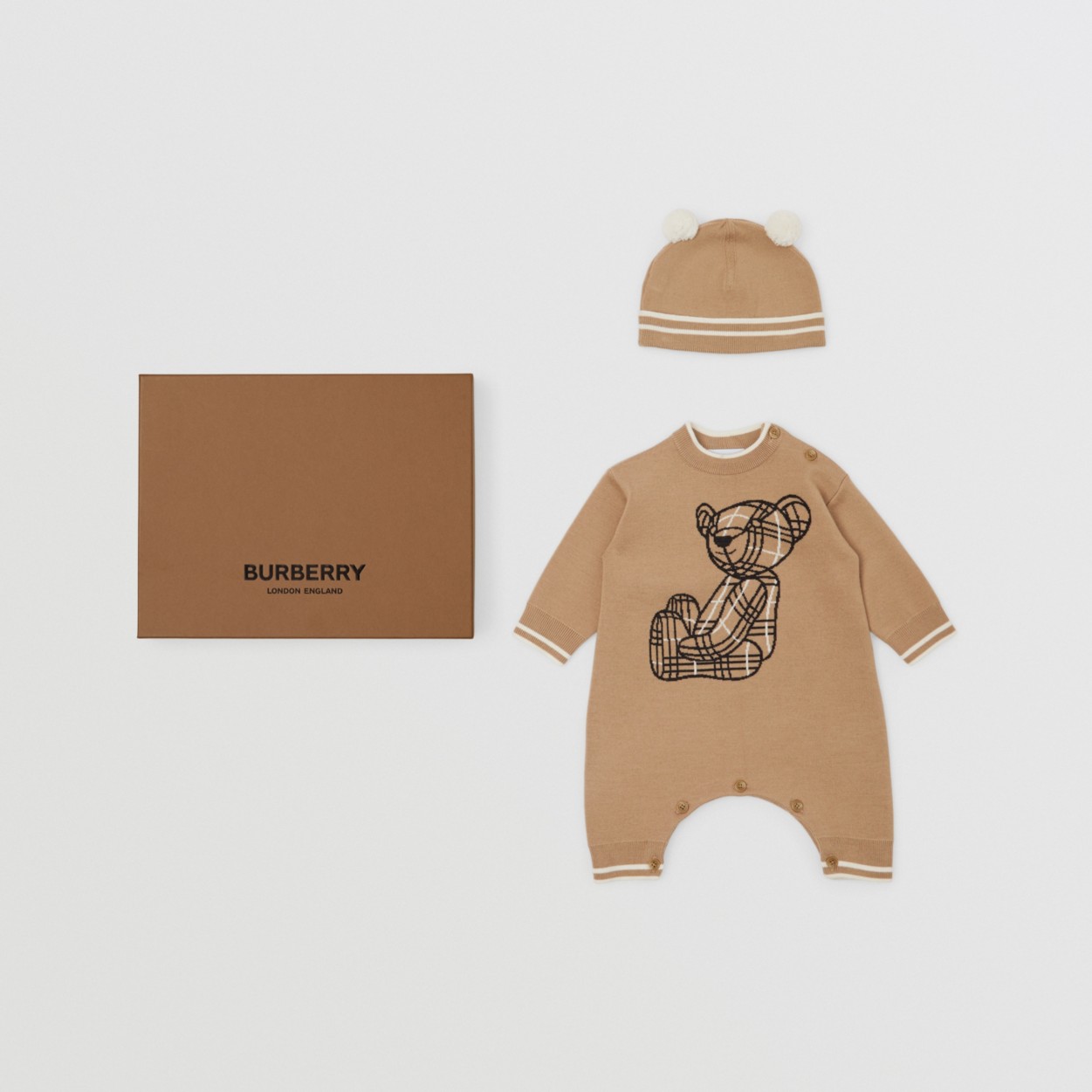 おすすめベビーブランドバーバリーのThomas Bear Wool Blend Two-piece Baby Gift Set