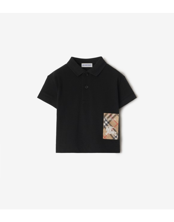 Check Label Cotton Polo Shirt