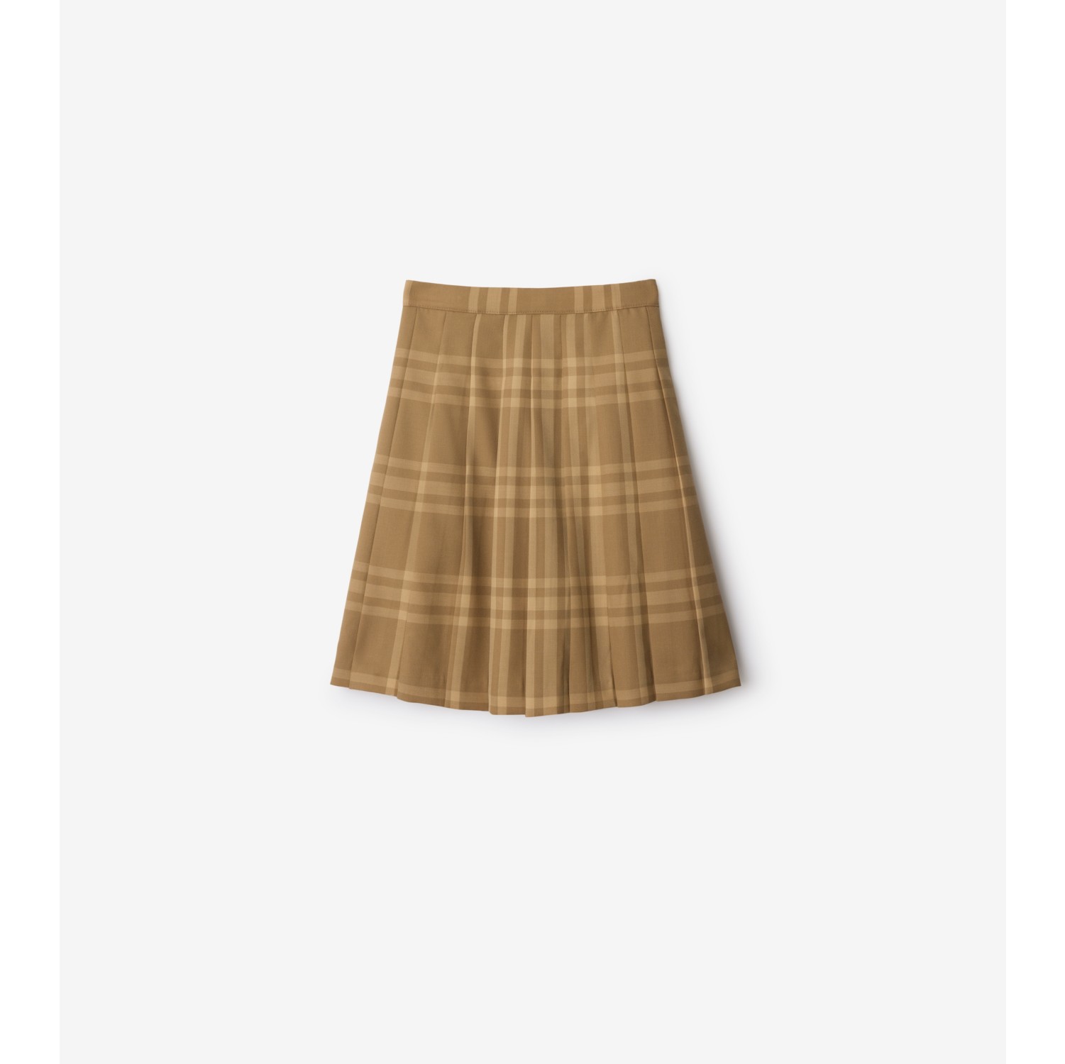 Pleated Check Wool Skirt