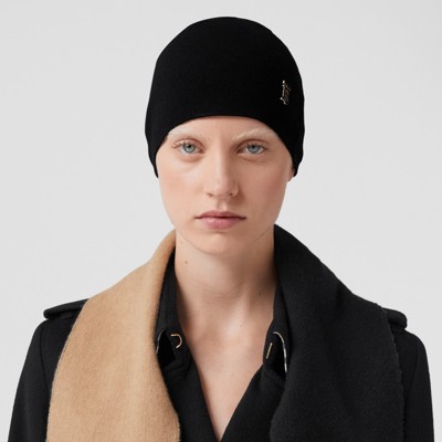 Reversible Monogram Motif Wool Cashmere Beanie In Camel/black ...