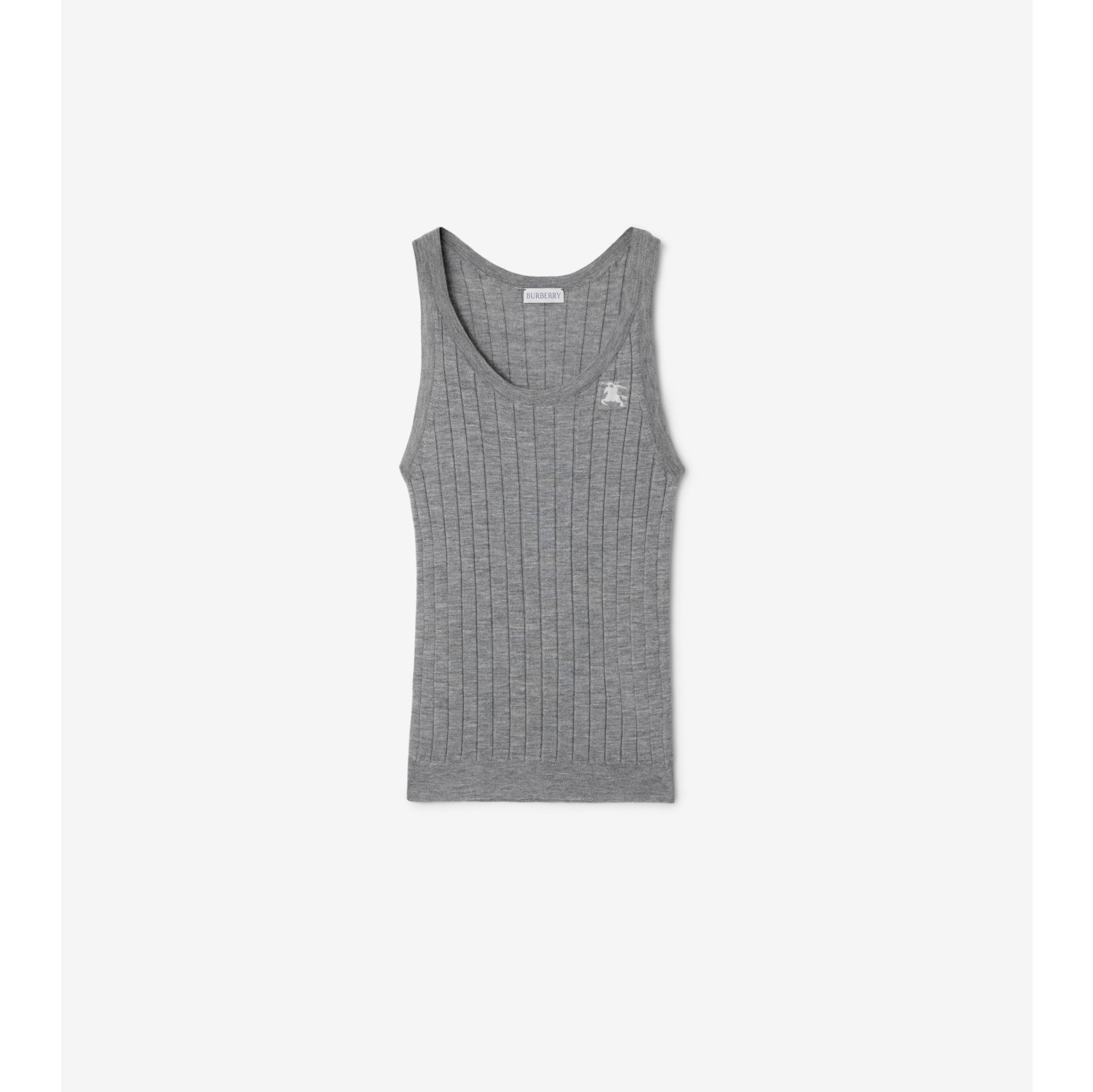 Cashmere Tank Top in Light grey melange Women Burberry Official