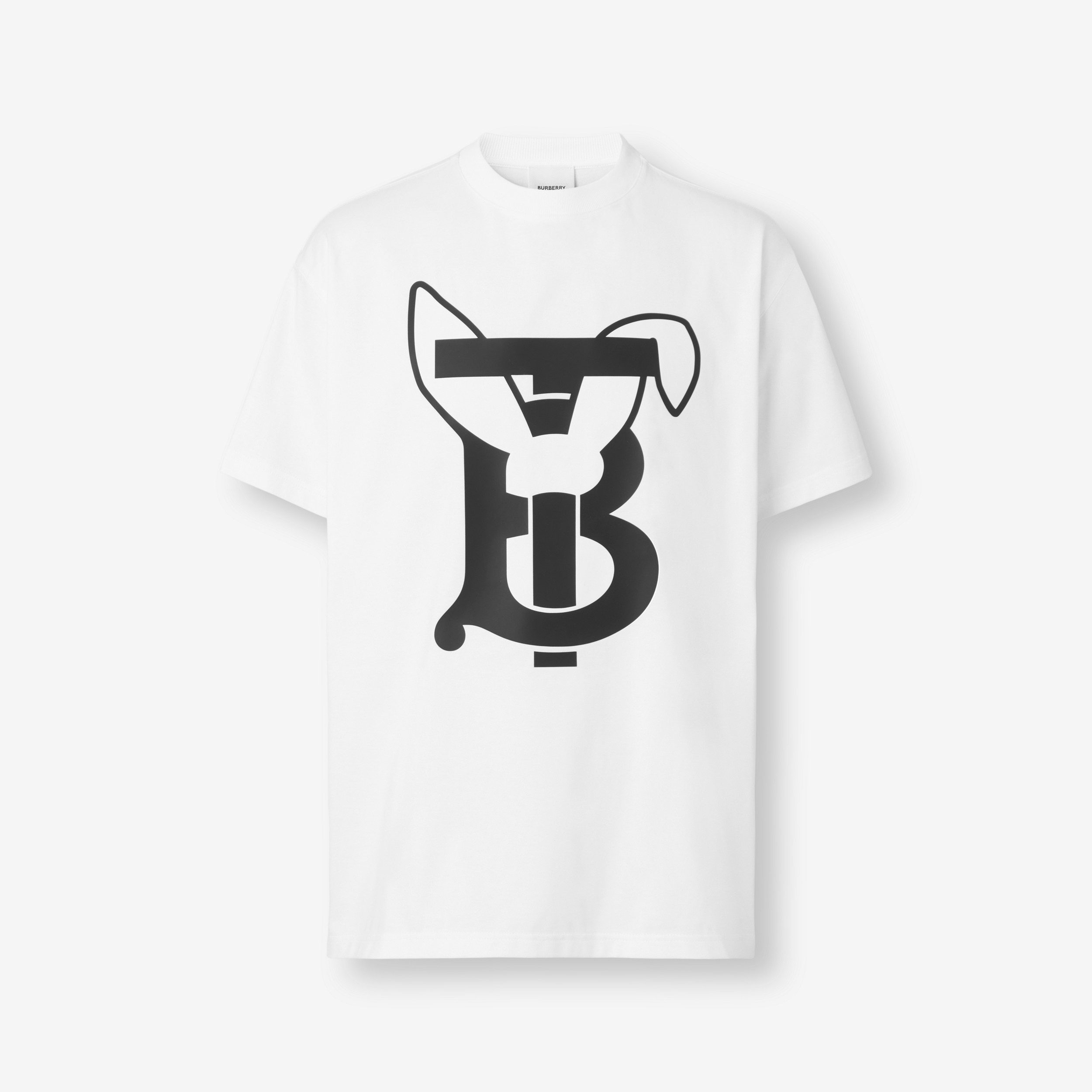 래빗 프린트 코튼 티셔츠 (화이트) - 남성 | Burberry® - 1