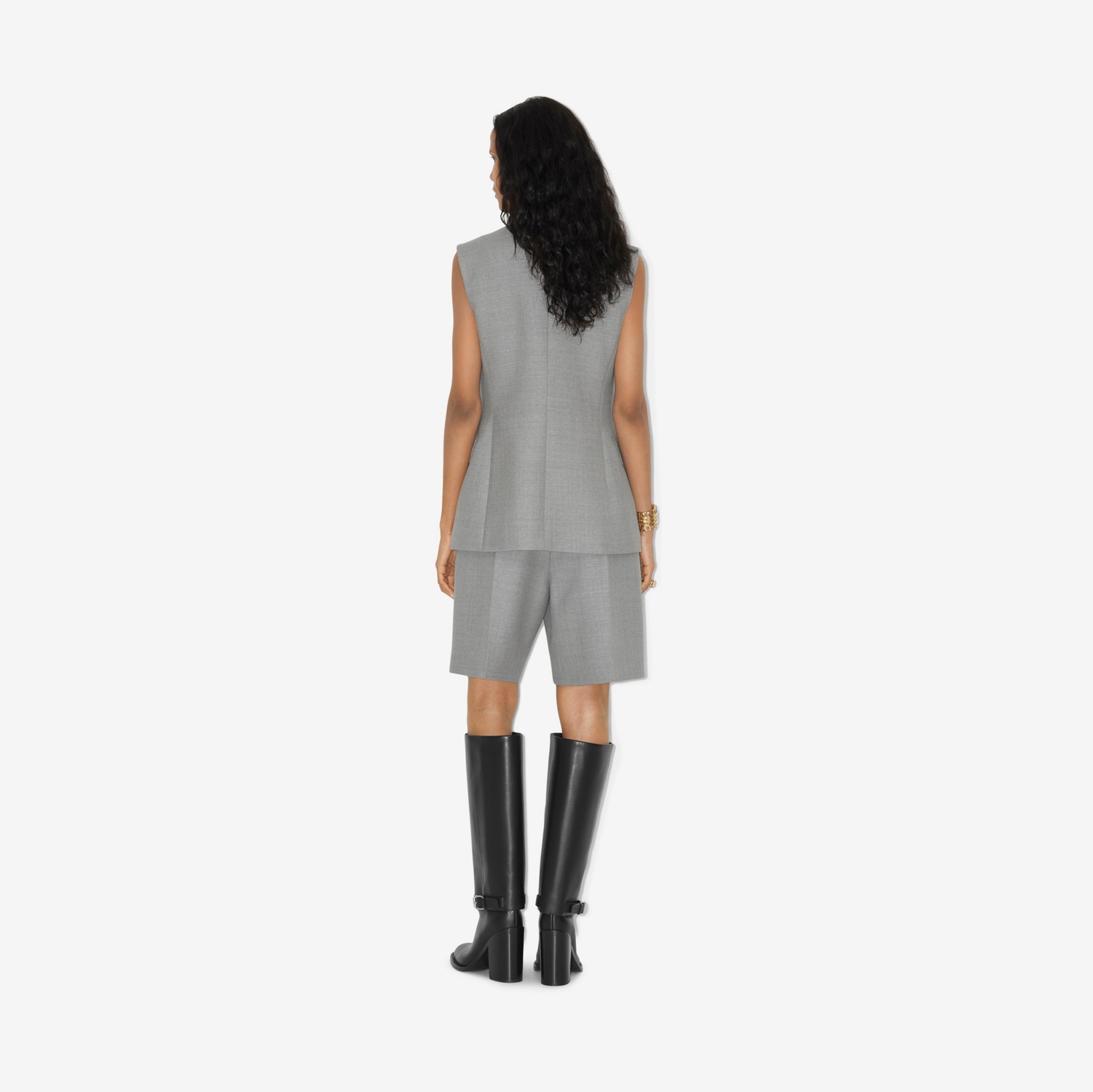 Veste tailleur sans manches en laine (Camaïeu De Gris Clairs) - Femme | Site officiel Burberry®