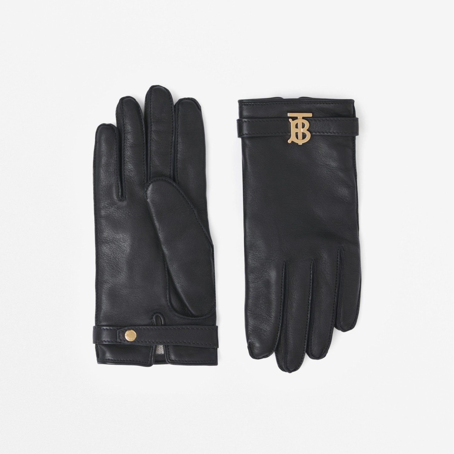 Monogram Motif Lambskin Gloves in Black Women Burberry