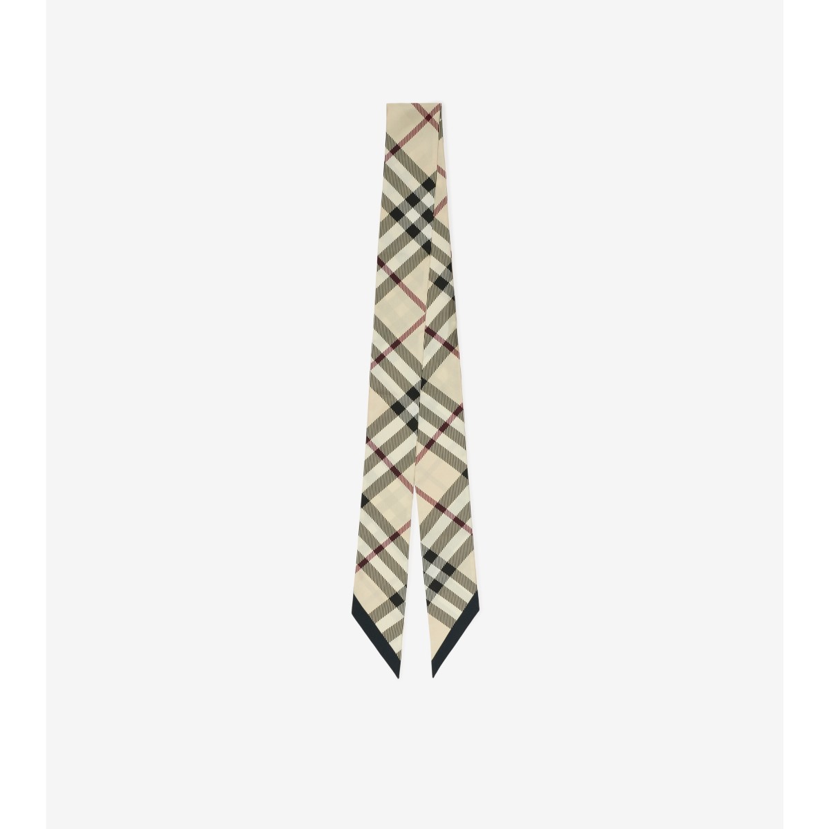 Burberry Skinny Check Silk Scarf In Neutral