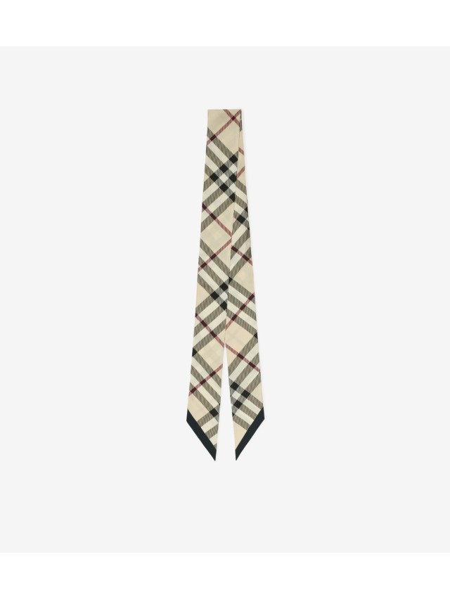BURBERRY スカーフ スキニー チェック シルクスカーフ (サンド) | Burberry®公式サイト