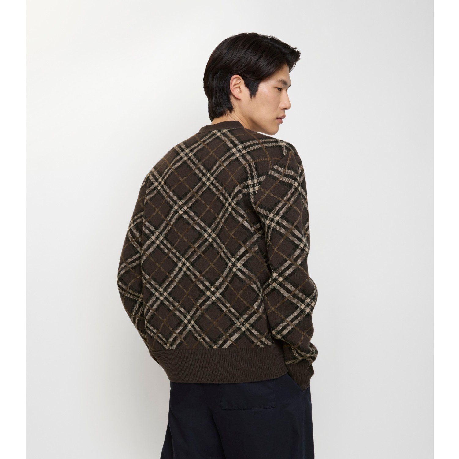 Check Wool Cashmere Cardigan