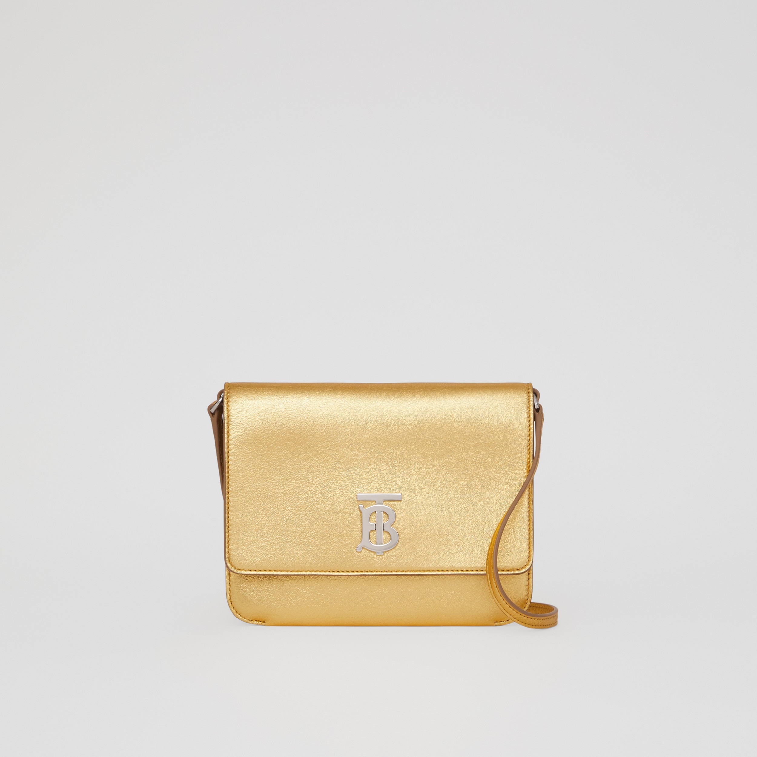 Mini Metallic Lambskin Flat TB Bag in Gold - Women | Burberry® Official - 1