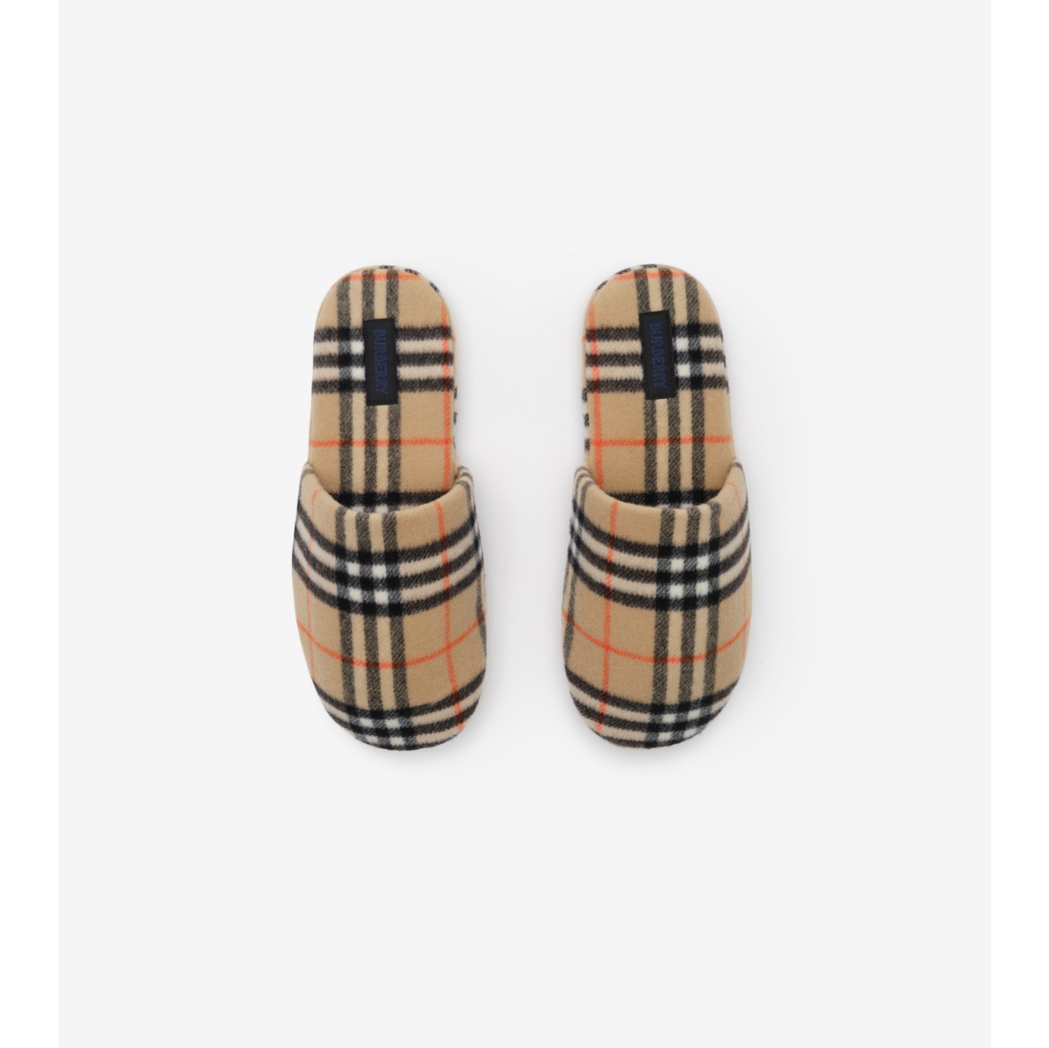 New Authentic BURBERRY SLIPPERS AND CLOGS MEN FABRIC BROWN BIRCH size 41 Check Wool Blend Slippers in Sand beige - Men | Burberry  main image 3
