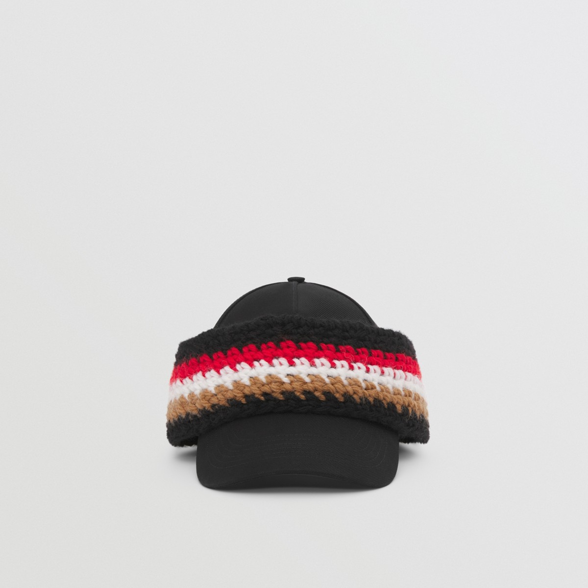 Burberry Cotton Baseball Cap With Crochet Knit Headband In Black