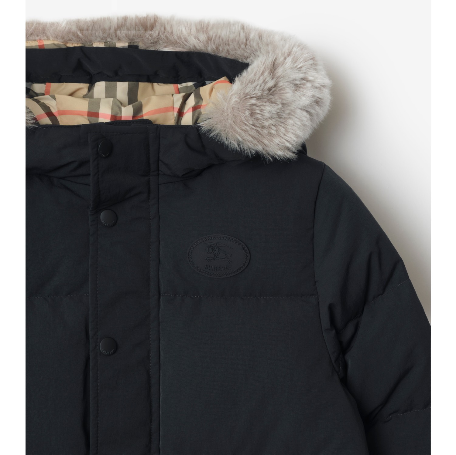 Faux Fur Trim Nylon Puffer Coat