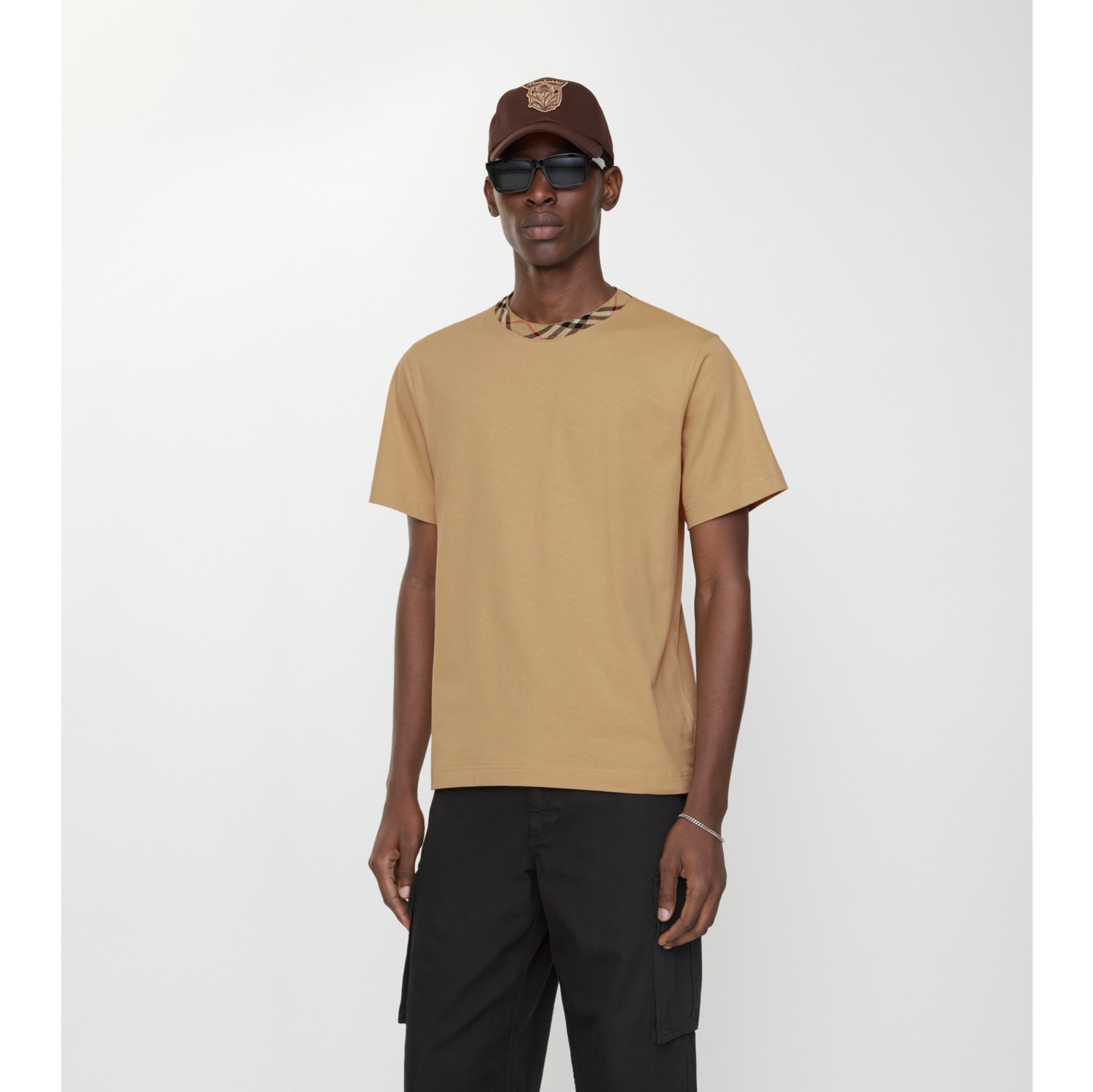 Check Trim Cotton T-shirt