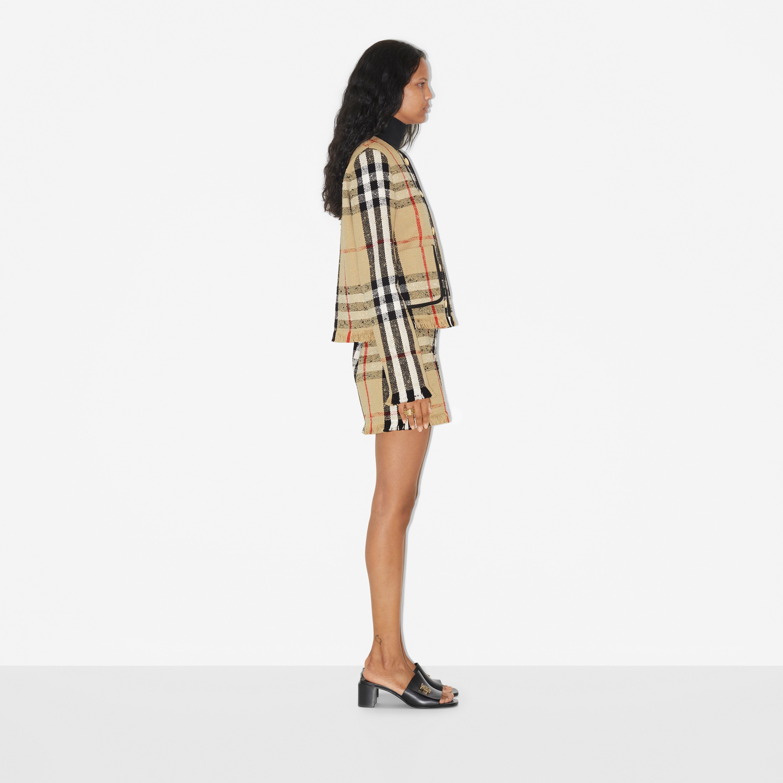 Minifalda en bouclé Check (Beige Vintage) - Mujer | Burberry® oficial - 3