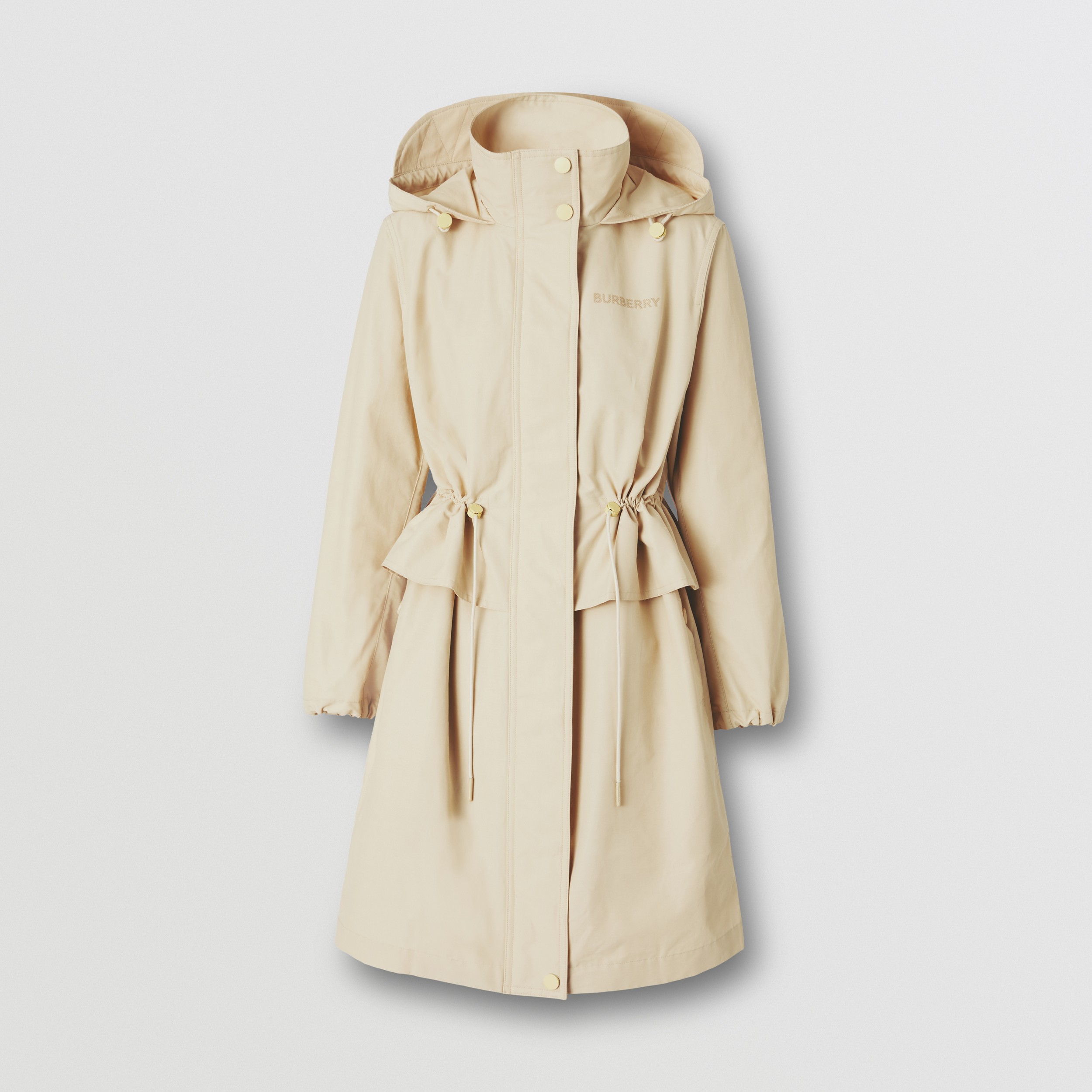 Logo Print Technical Cotton Hooded Parka in Pale Stone - Women | Burberry® Official - 4