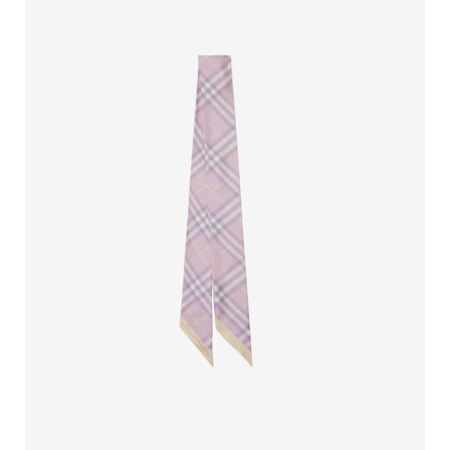 Skinny Contrast Check Silk Scarf