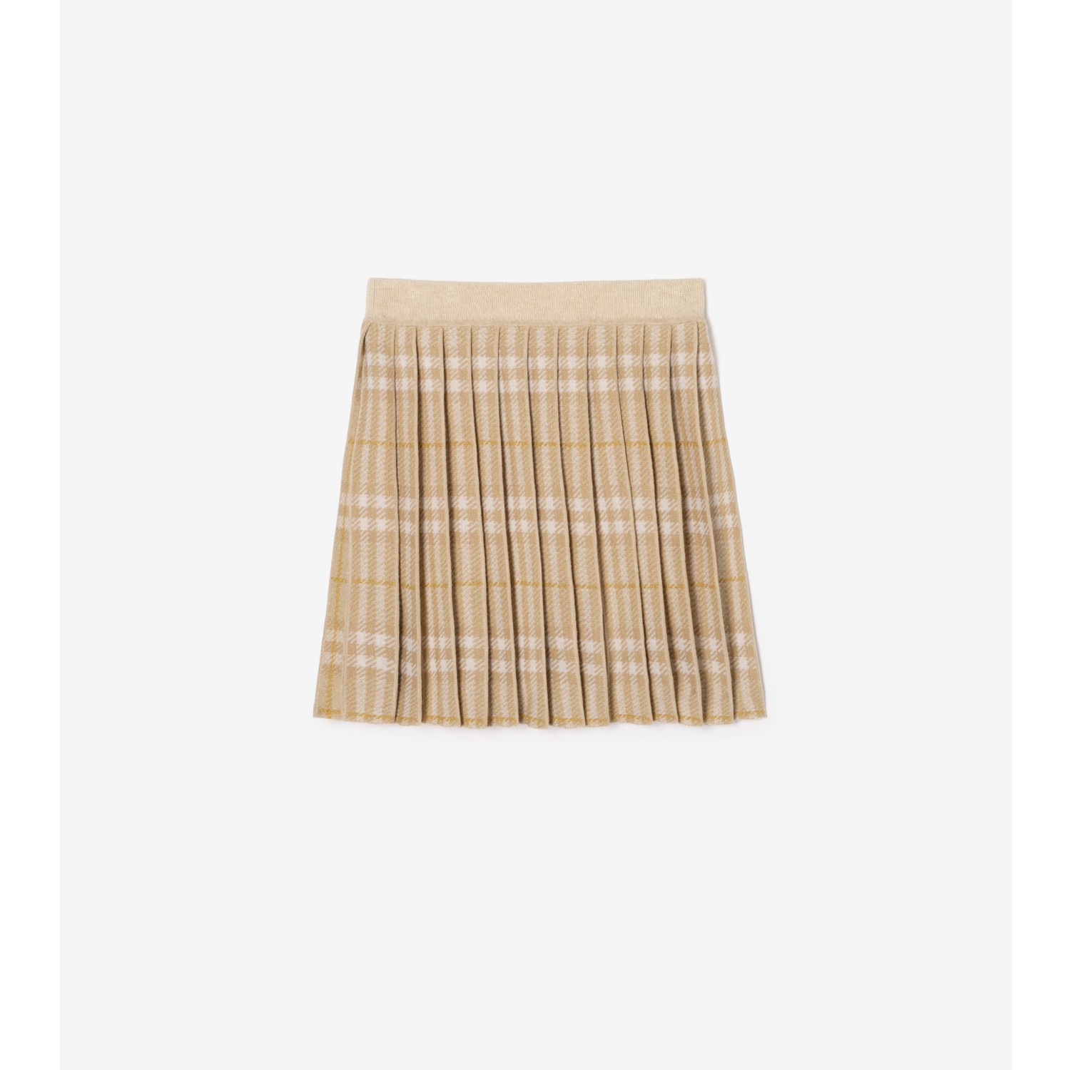 Pleated Check Wool Blend Skirt