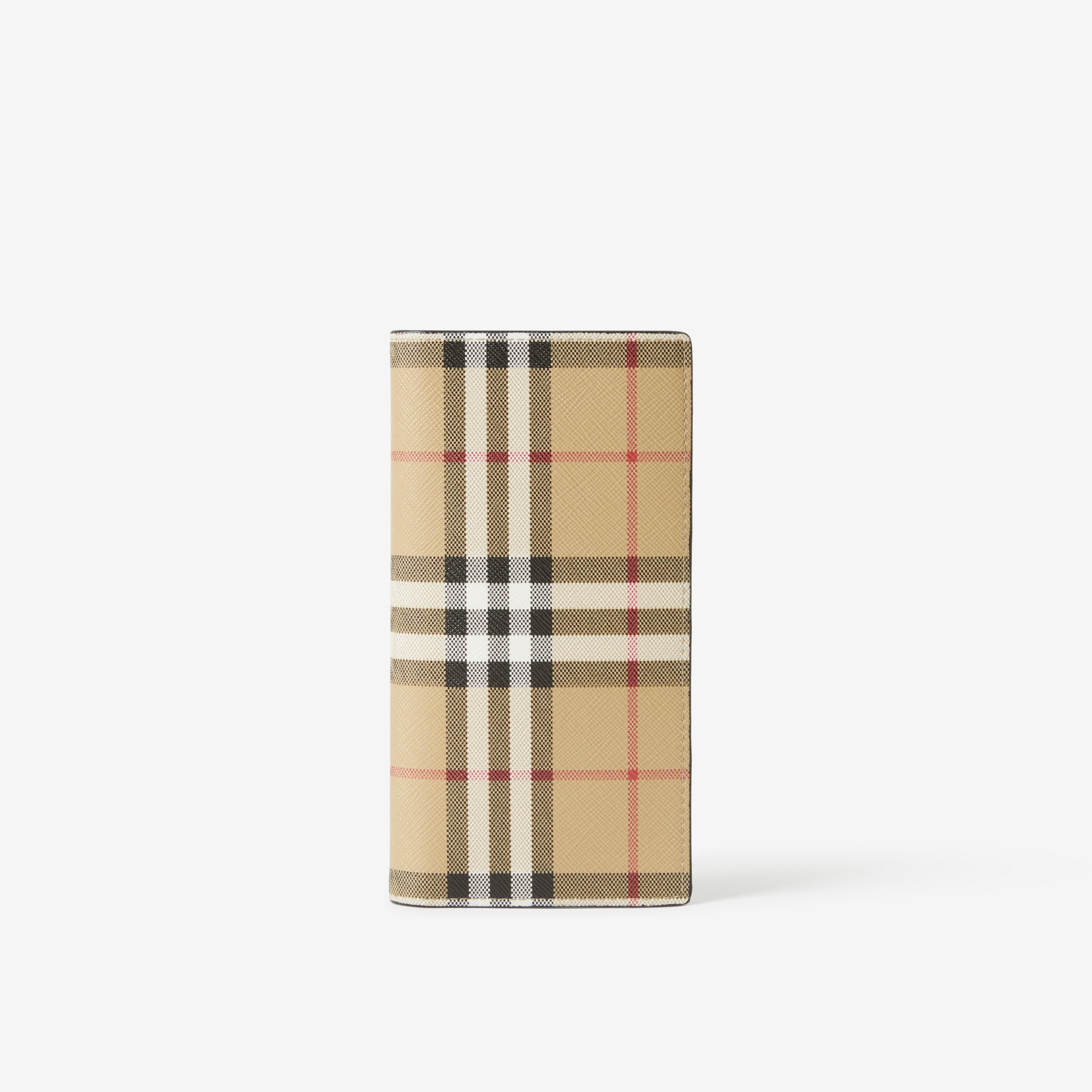Vintage Check and Leather Continental Wallet in Archive Beige - Men | Burberry® Official - 1
