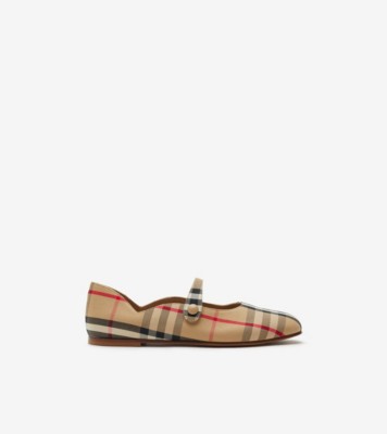 Check Mary Jane Flats in Archive beige Children Burberry Official