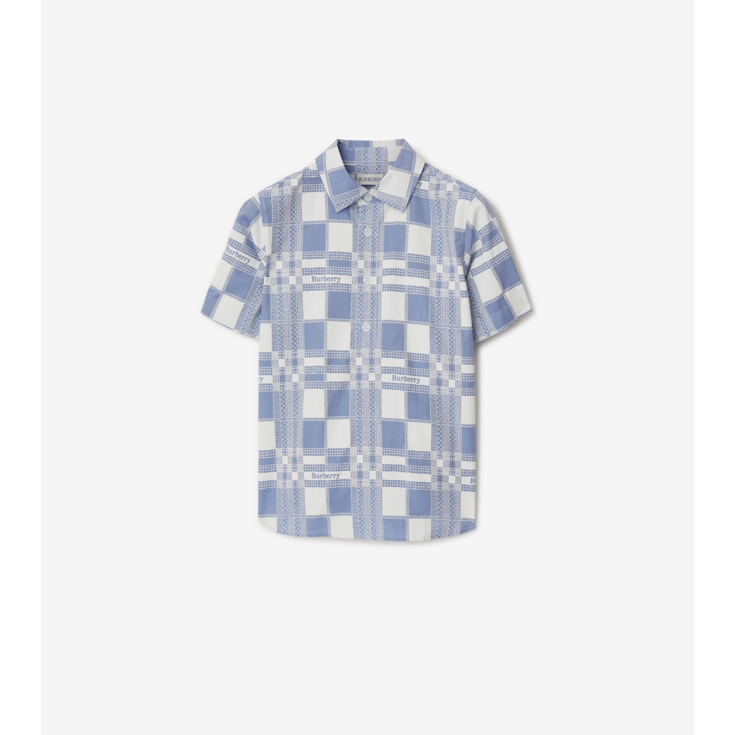 Check Cotton Shirt in Pale blue Burberry Official