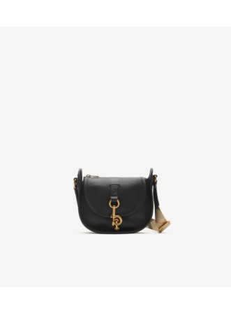 Small B Clip Messenger Bag in Black - Women, Leather | Burberry