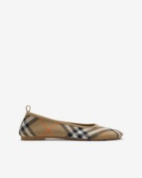 Check Knit Baby Ballerinas in Sand