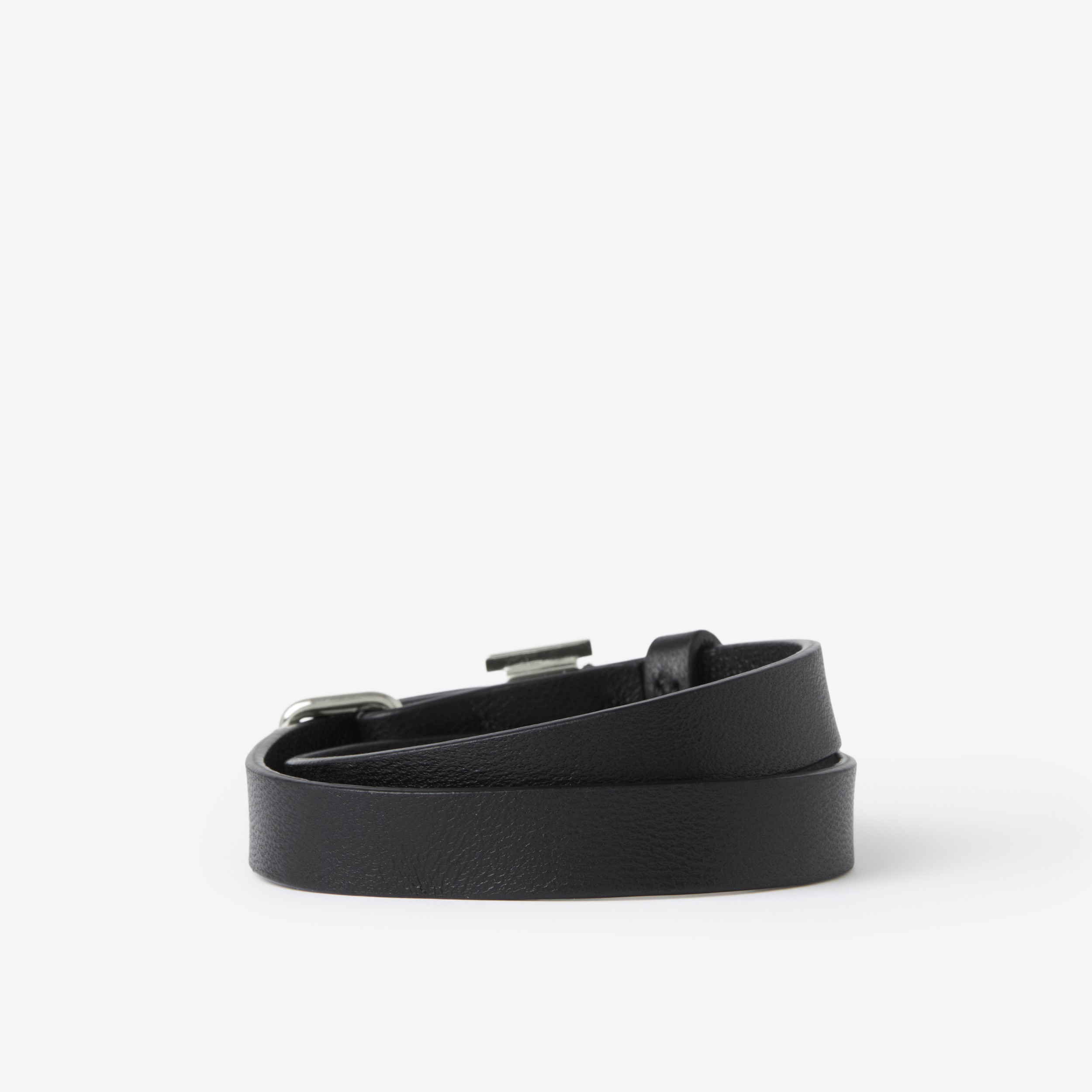 Monogram Motif Leather Bracelet in Black/palladium - Men | Burberry® Official - 2