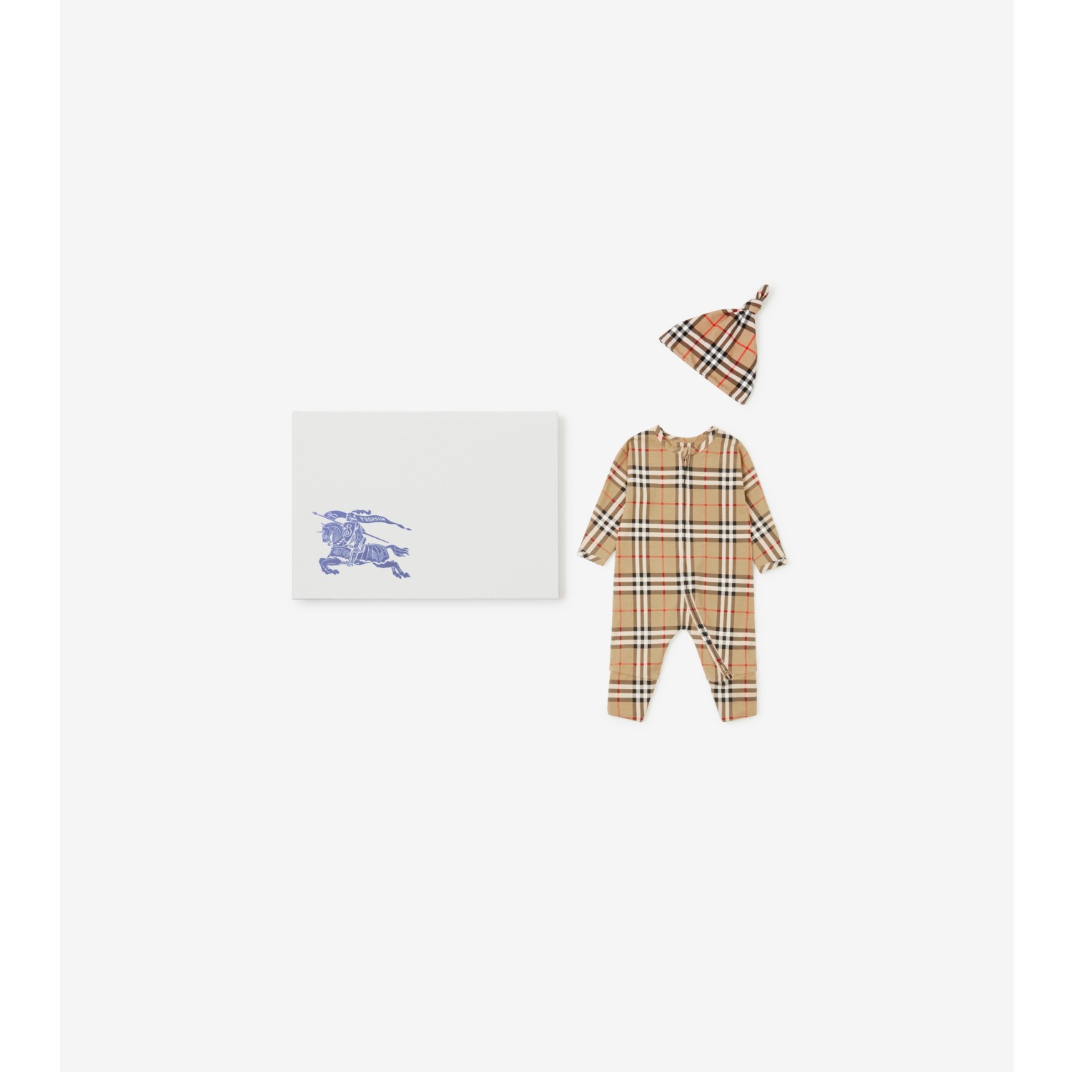 Check Cotton Two-piece Baby Gift Set in Archive beige - Children |  Burberry® Official