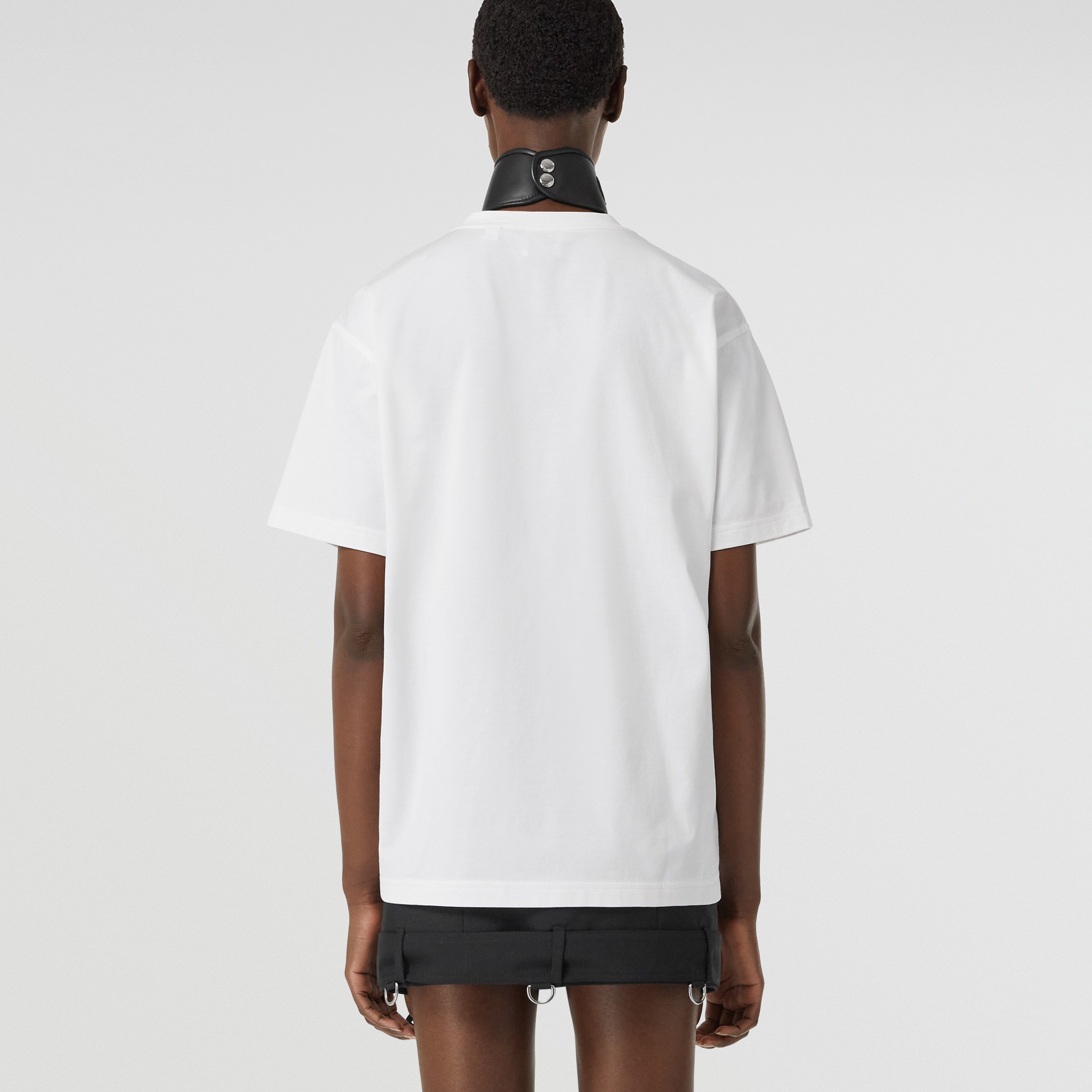 Location Print Cotton Oversized T-shirt in White - Women | Burberry® Official - 3
